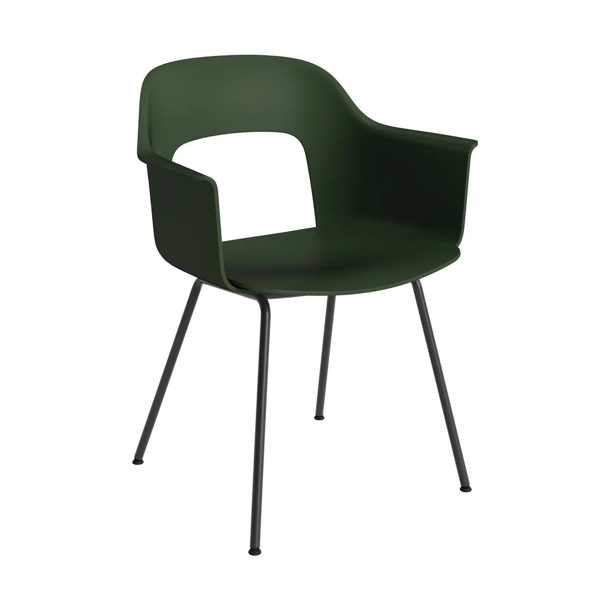 HAY - Layout 211 Chaise avec accoudoirs, noir / bottle green (patins en plastique)