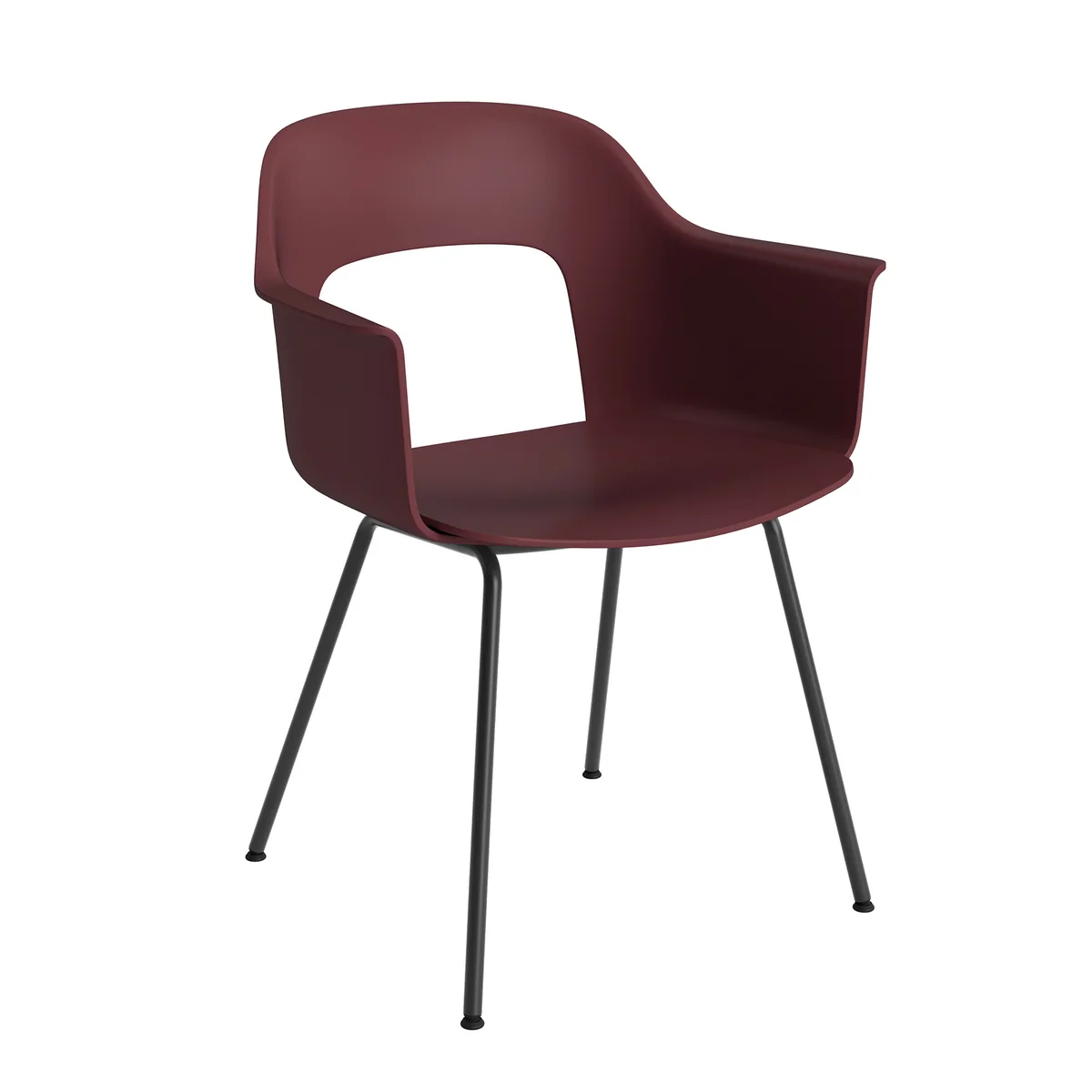 HAY - Layout 211 Chaise avec accoudoirs, noir / bordeaux (patins en plastique)