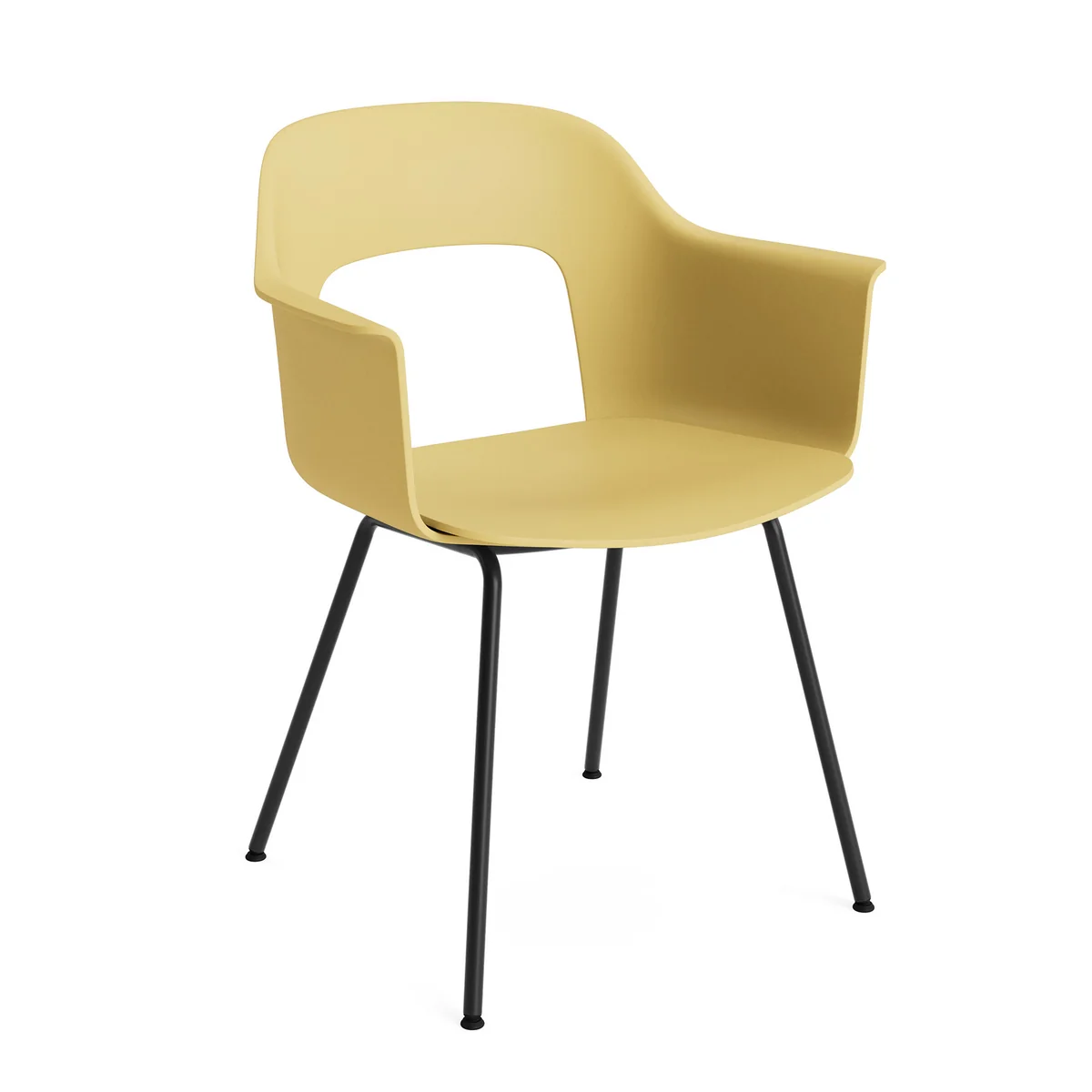 HAY - Layout 211 Chaise avec accoudoirs, noir / biscotti (patins en plastique)