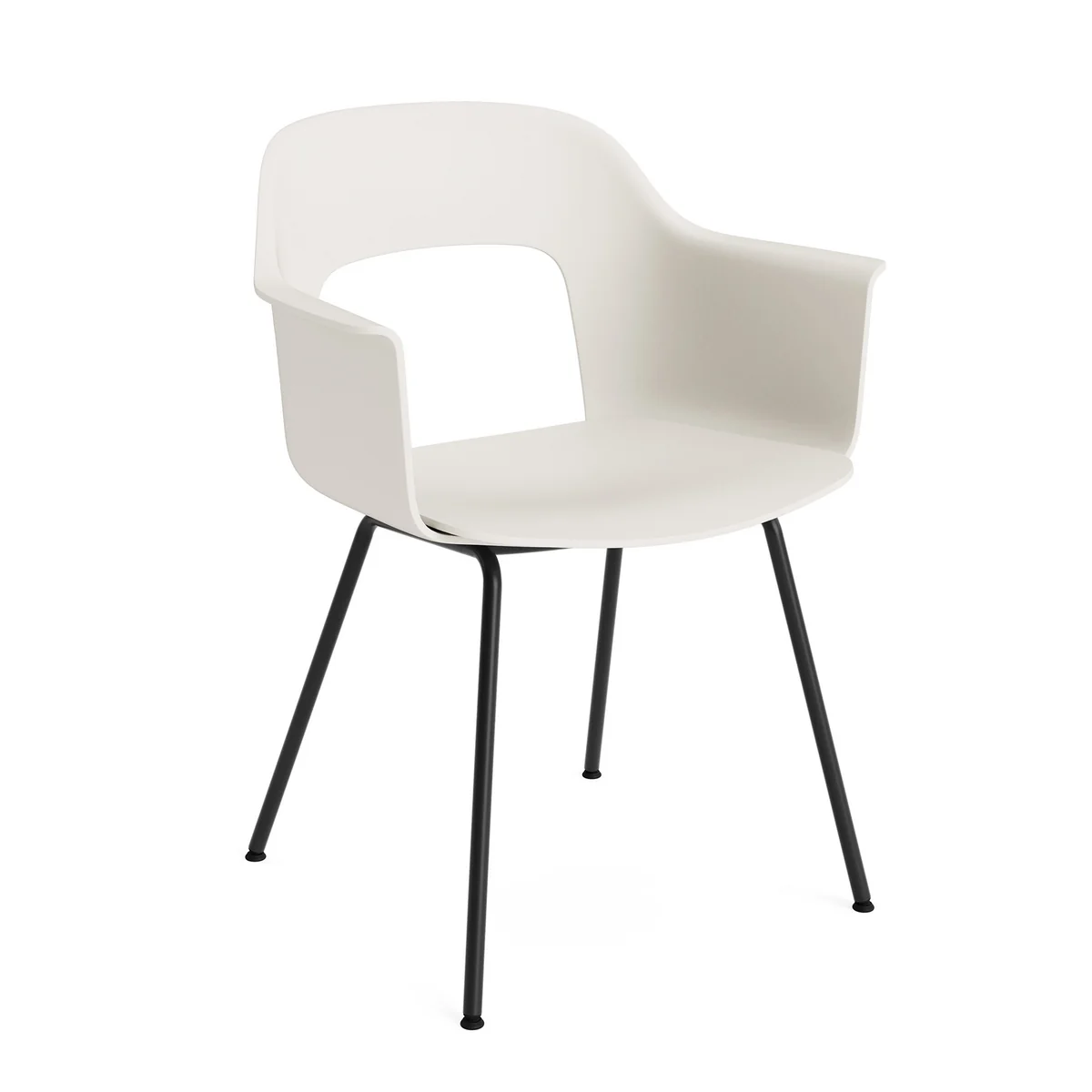 HAY - Layout 211 Chaise avec accoudoirs, noir / blanc crème (patins en plastique)