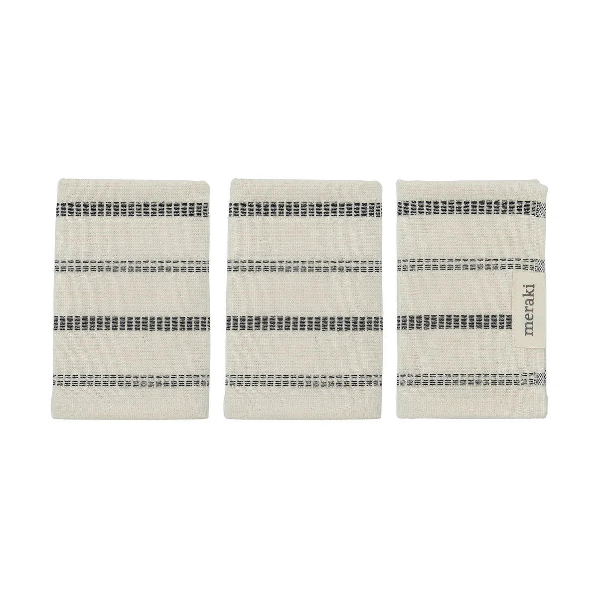 Meraki - True Gant de toilette, 30 x 30 cm, blanc cassé / noir (lot de 3) Meraki - True Gant de toilette, 30 x 30 cm, blanc cassé / noir (lot de 3)