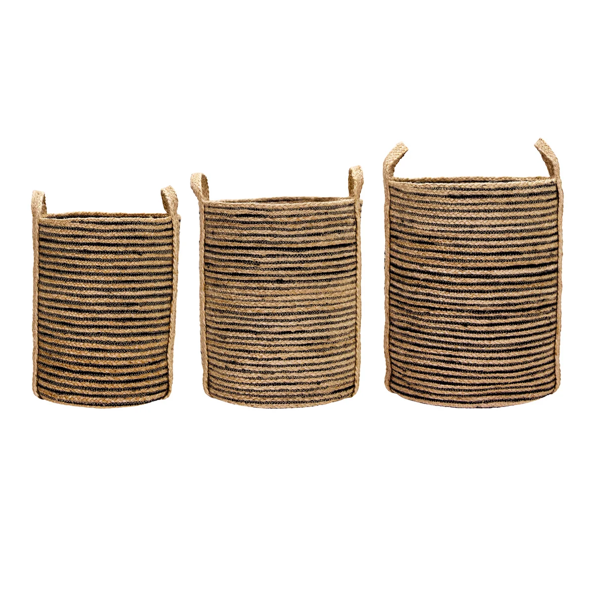 House Doctor - Dungi Corbeilles de rangement, hautes, noir / naturel (set de 3) House Doctor - Dungi Corbeilles de rangement, hautes, noir / naturel (set de 3)