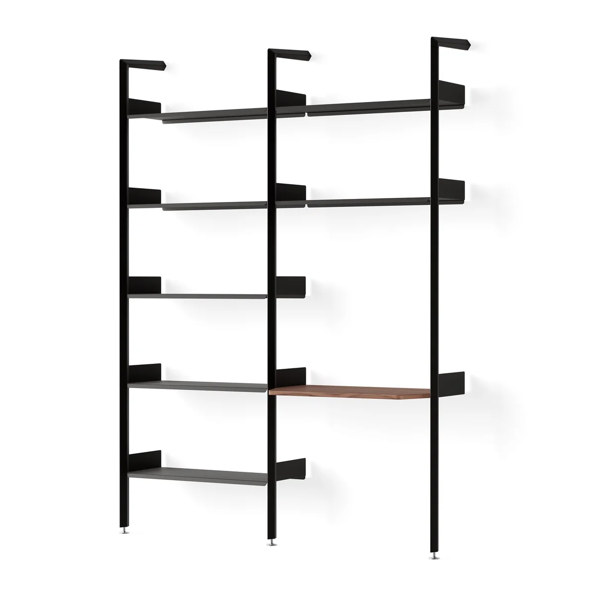 & Tradition - Rombe Configuration B Étagère avec plateau de bureau, placage noyer / anthracite / étagères anthracite & Tradition - Rombe Configuration B Étagère avec plateau de bureau, placage noyer / anthracite / étagères anthracite