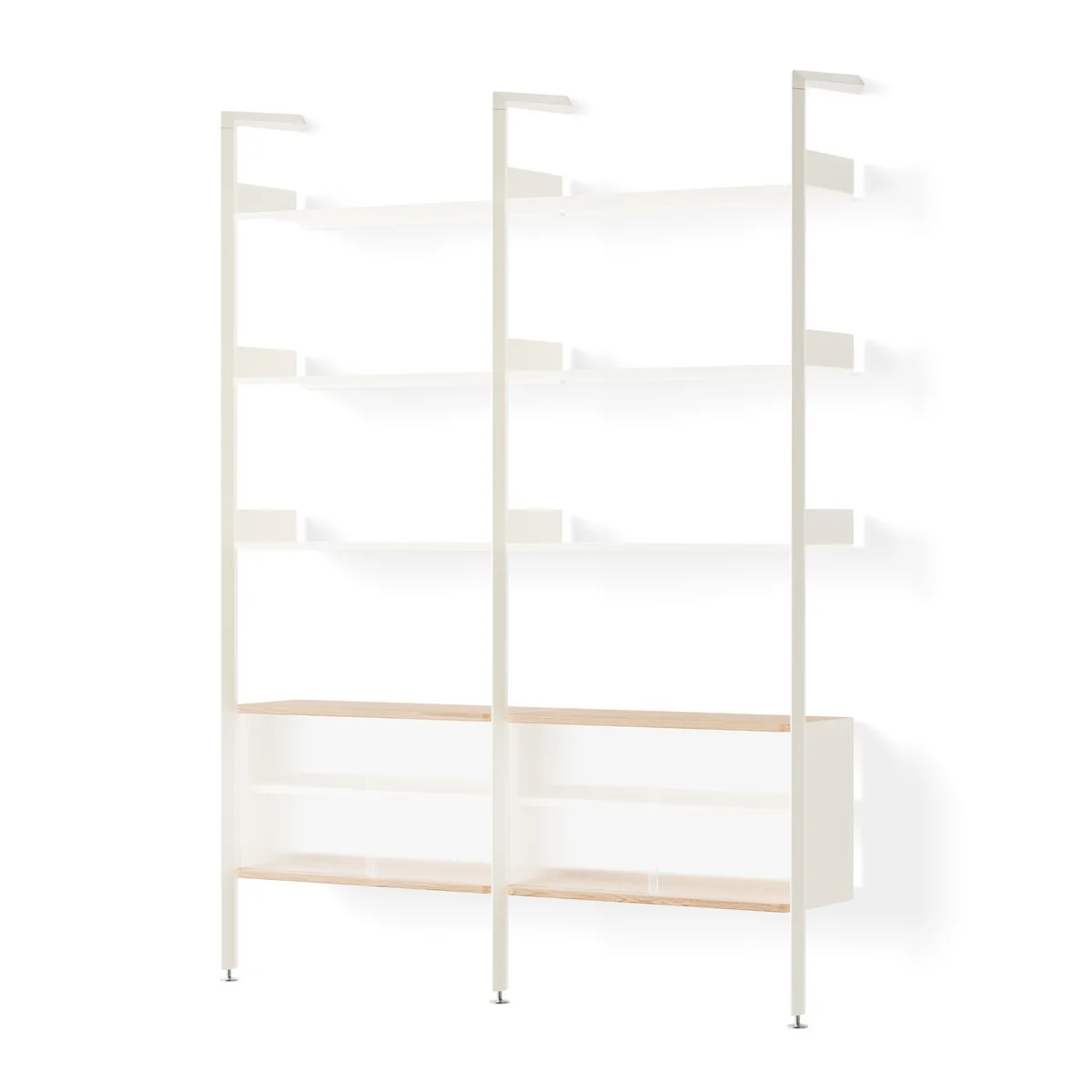 & Tradition - Rombe Configuration E Étagère avec élément de rangement, étagères albâtre / placage chêne & Tradition - Rombe Configuration E Étagère avec élément de rangement, étagères albâtre / placage chêne