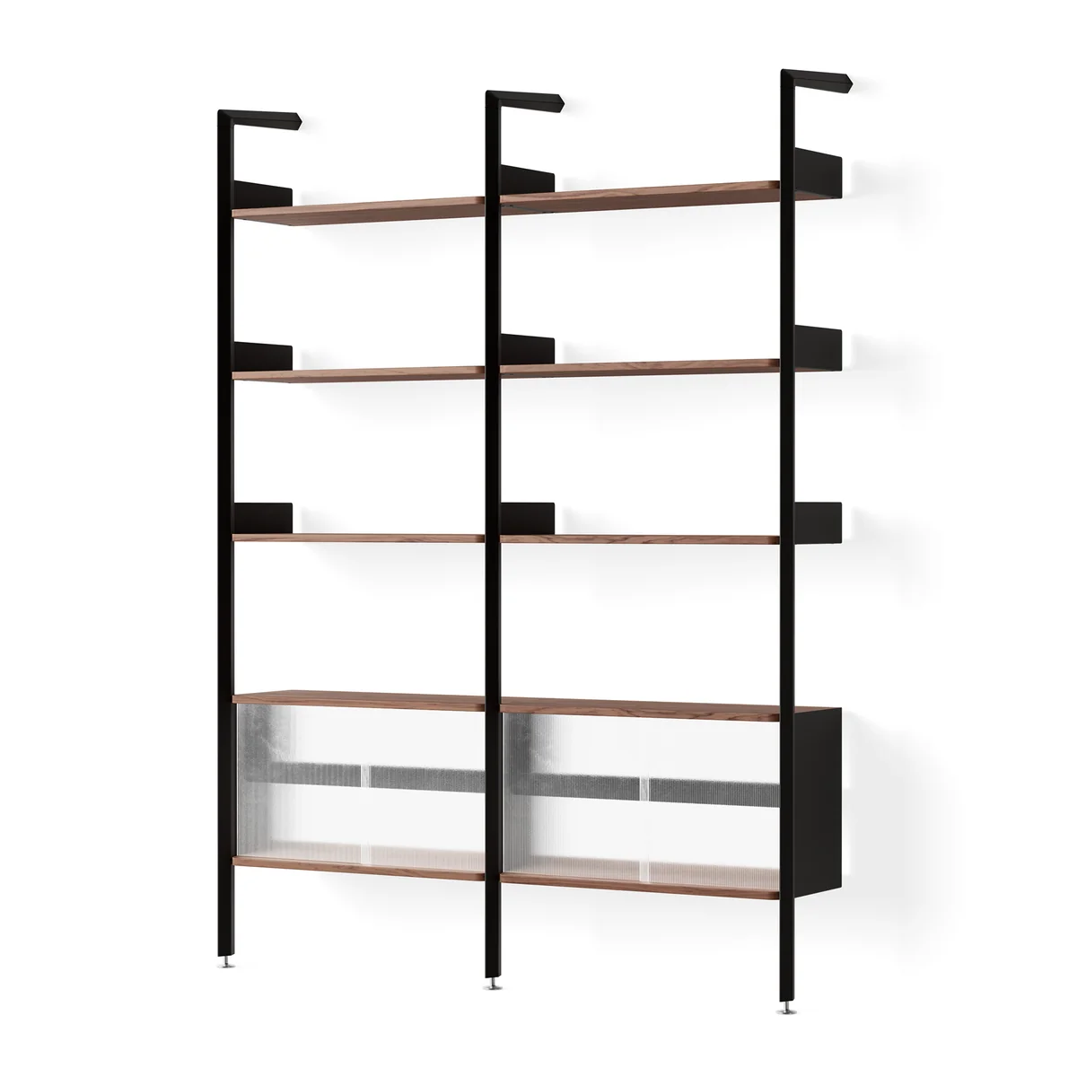 & Tradition - Rombe Configuration E Étagère avec élément de rangement, étagères en placage noyer / anthracite & Tradition - Rombe Configuration E Étagère avec élément de rangement, étagères en placage noyer / anthracite