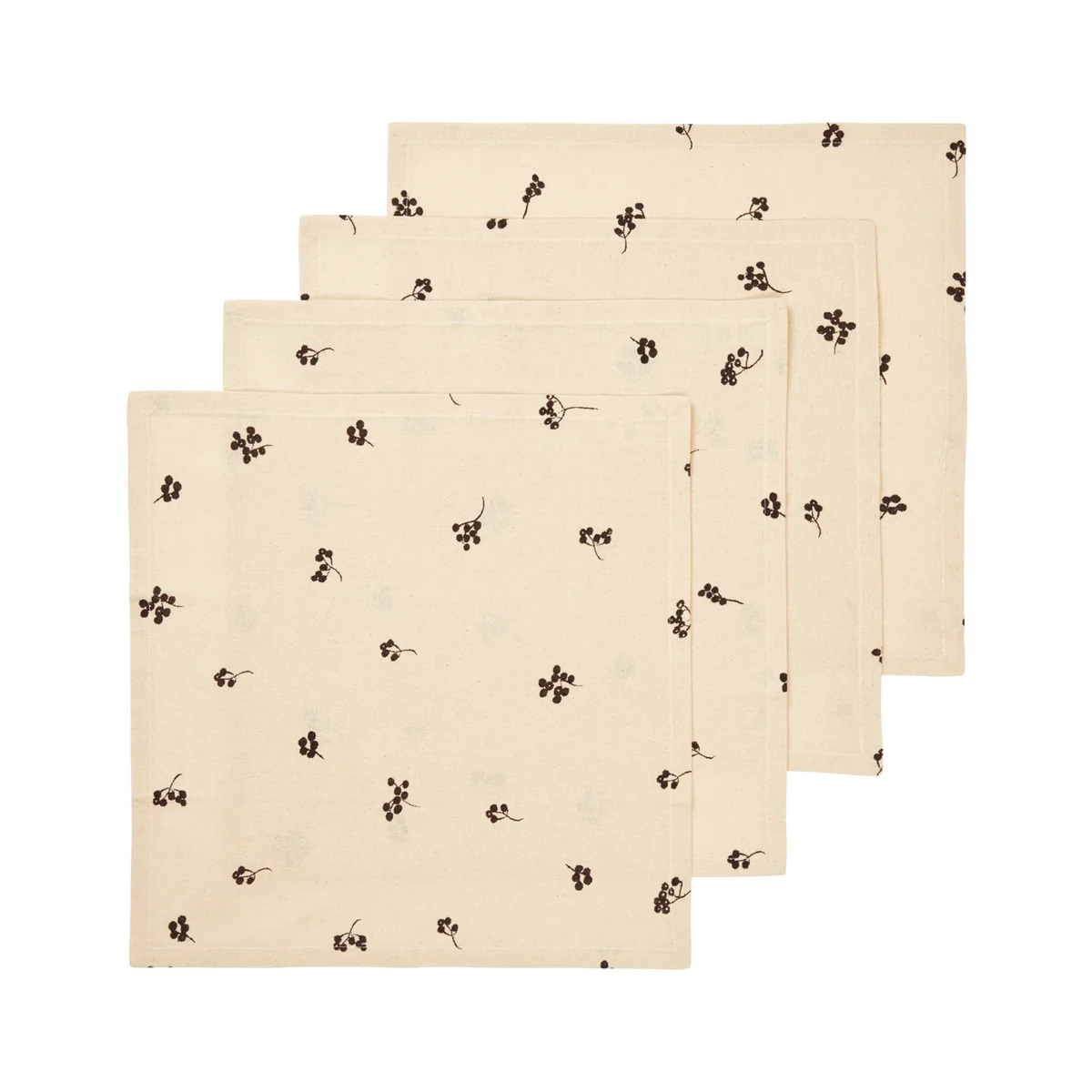 Ferm Living - Baies Serviette de table, naturel / dark chocolate (set de 4)