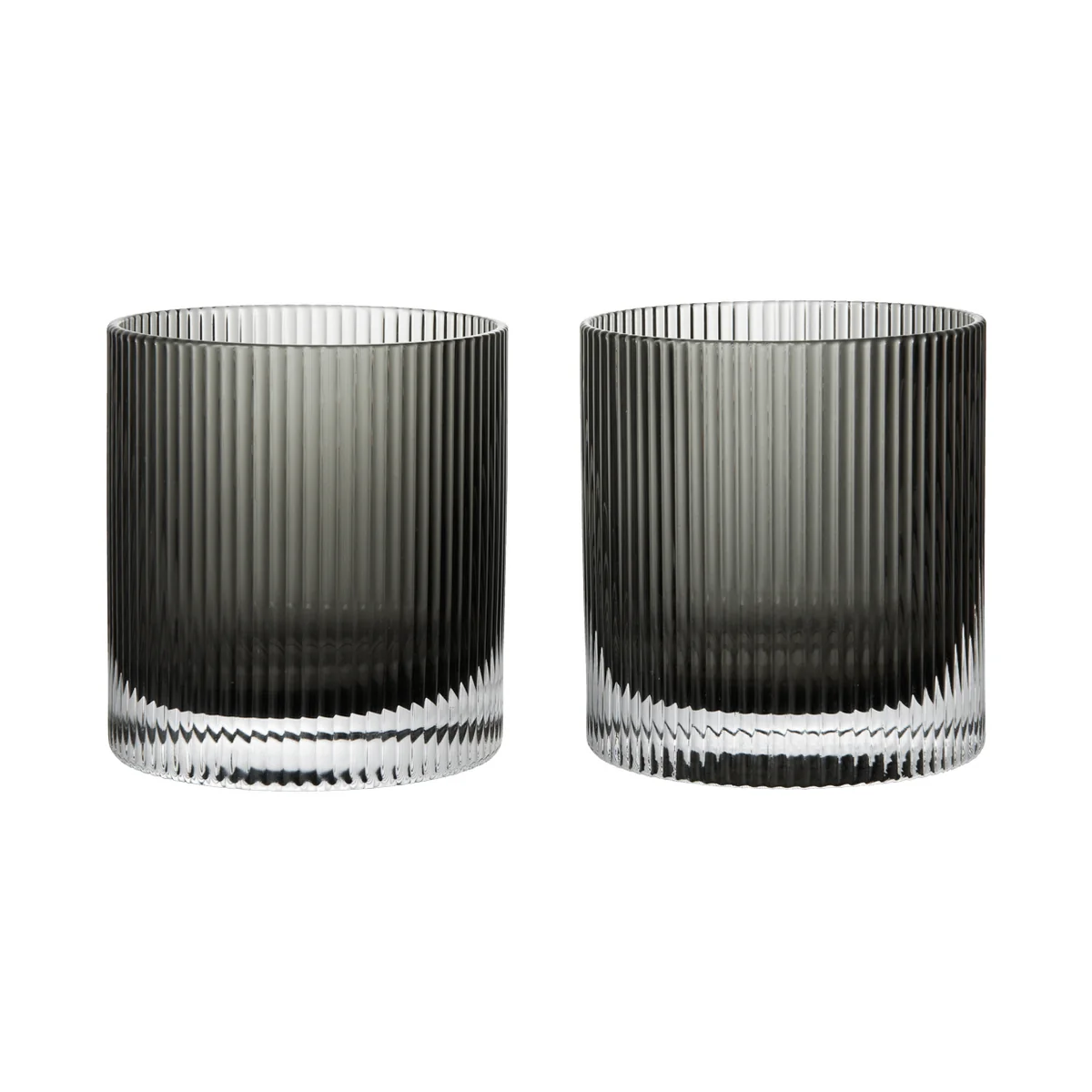 Ferm Living - Verre Ripple, smoked grey (set de 2) Ferm Living - Verre Ripple, smoked grey (set de 2)