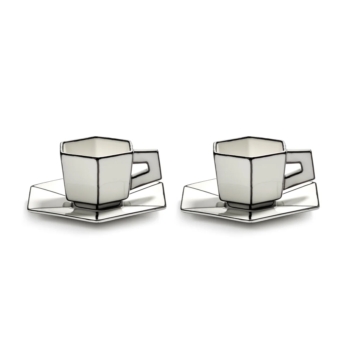 Serax - Carte Blanche Tasse à expresso avec soucoupe, blanc / noir (lot de 2) Serax - Carte Blanche Tasse à expresso avec soucoupe, blanc / noir (lot de 2)