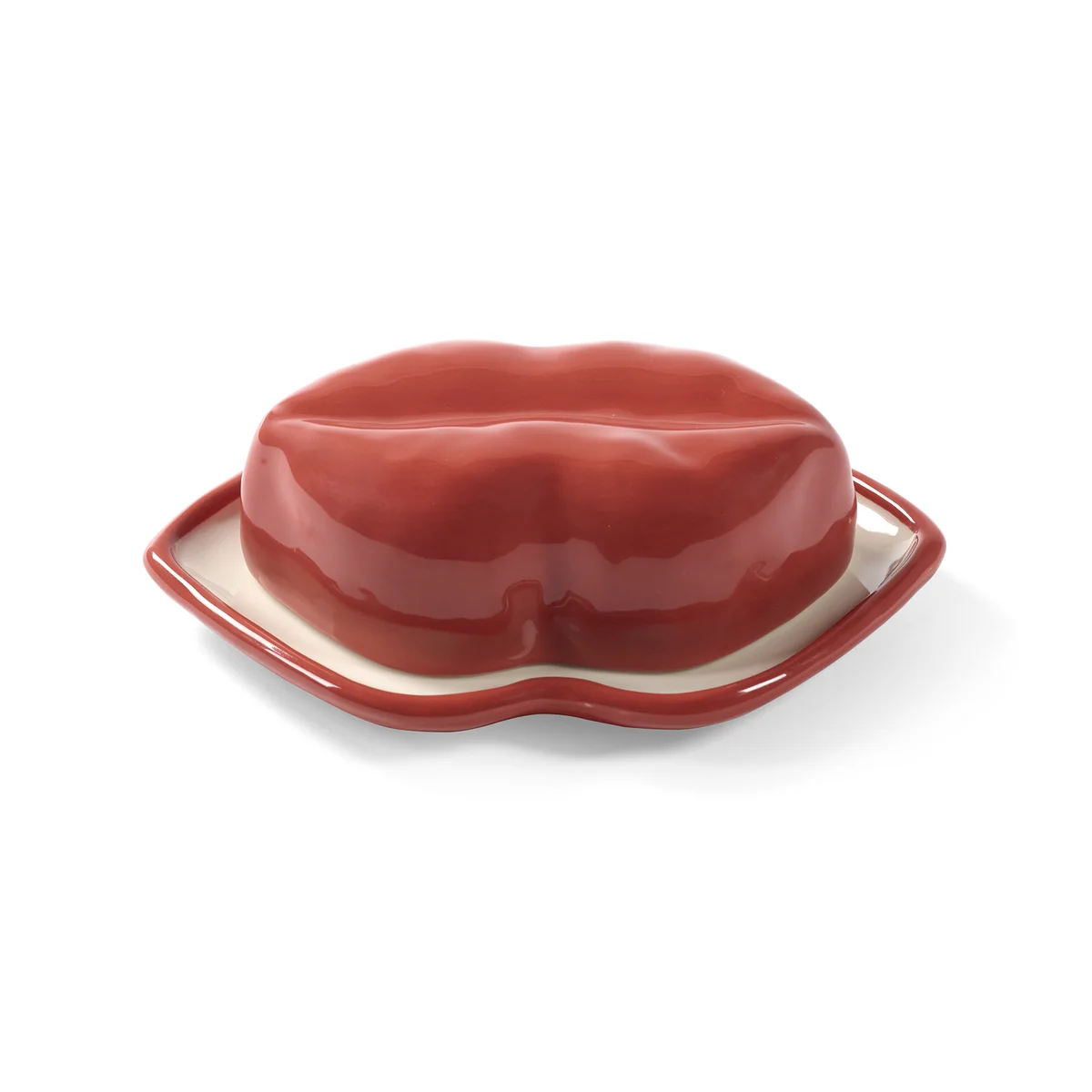 Serax - Les Objets Mouleversants Lips Bol avec couvercle, rouge / blanc
