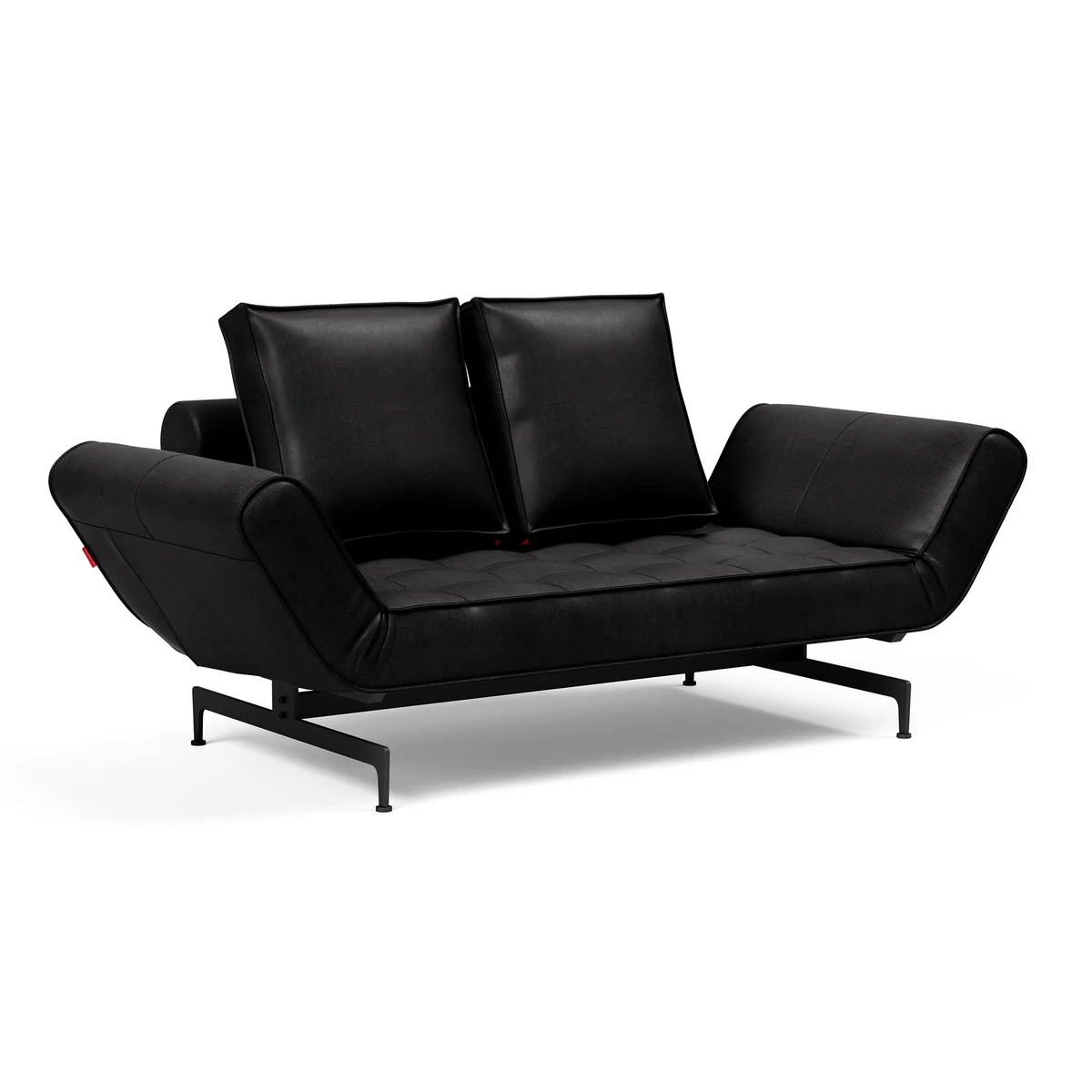 Innovation Living - Ghia Laser Canapé-lit, 2 places, cuir noir (Mix 550 Faunal )
