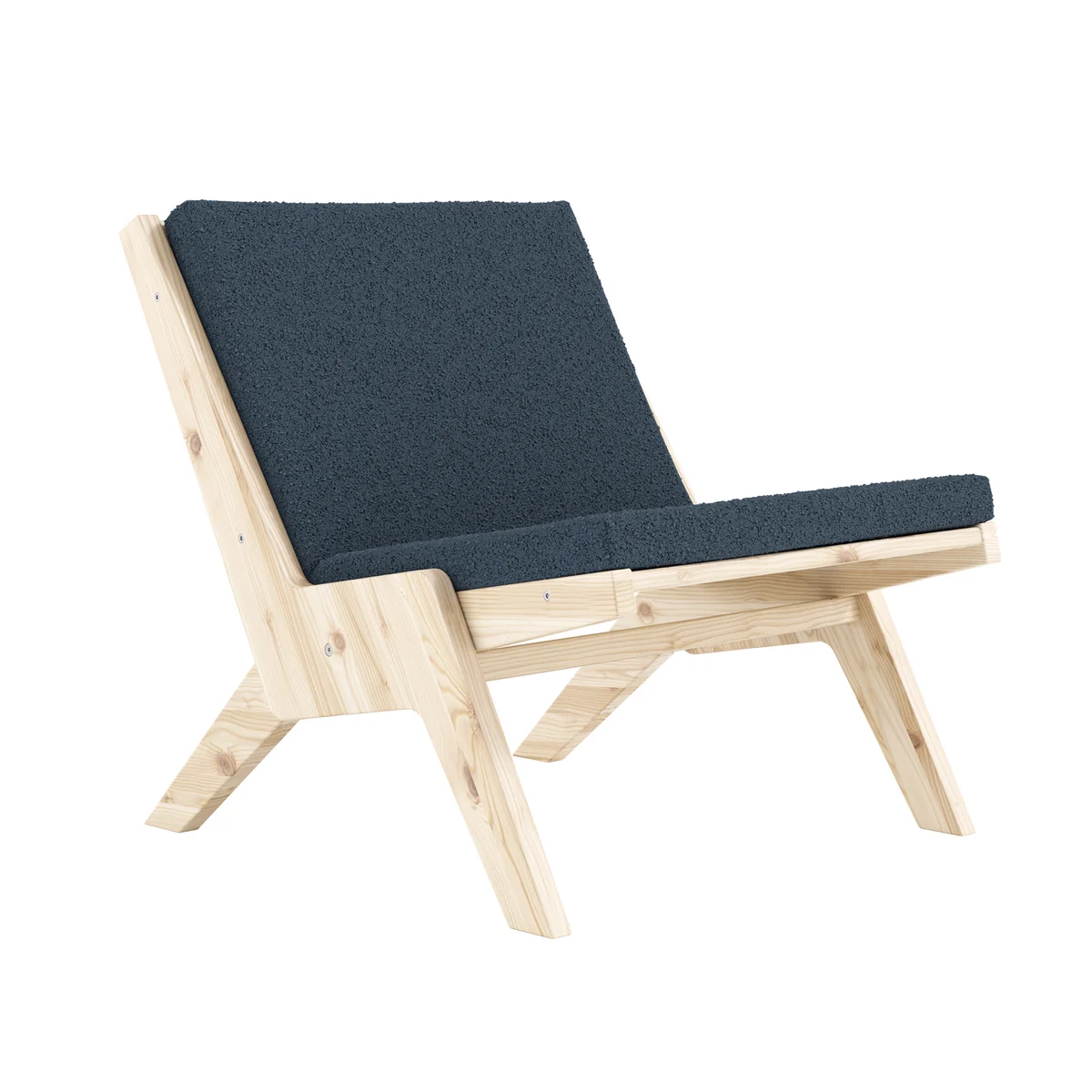 Karup - Sway Lounge Chair avec coussin d'assise, pin naturel / oxford blue Karup - Sway Lounge Chair avec coussin d'assise, pin naturel / oxford blue