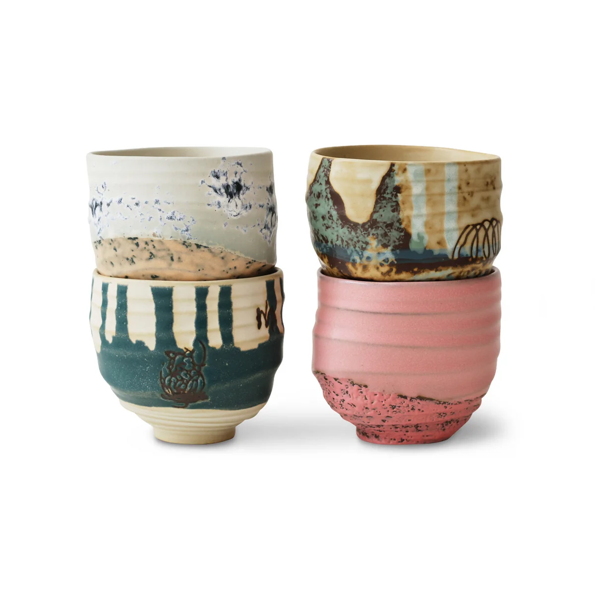 HKliving - Artist Tasse à café, 250 ml, multicolore (set de 4) HKliving - Artist Tasse à café, 250 ml, multicolore (set de 4)