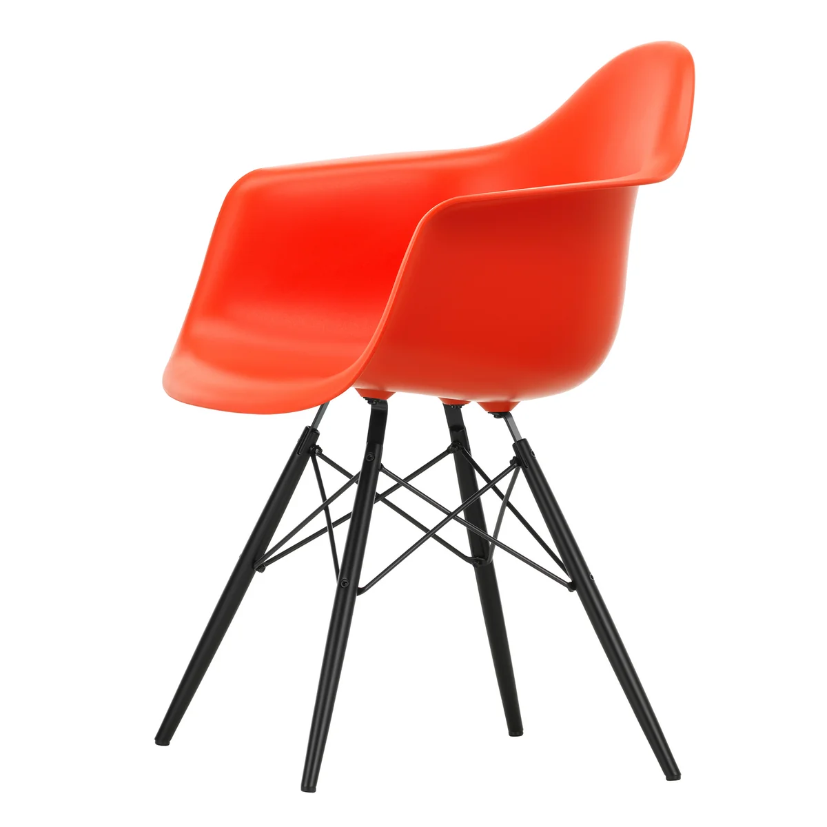 Vitra - Eames Plastic Armchair DAW RE, érable noir / poppy red (patins en feutre basic dark)