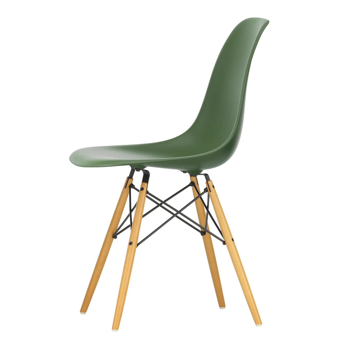 Vitra - Eames Plastic Side Chair DSW RE, érable jaunâtre / forest (patins en feutre noir)