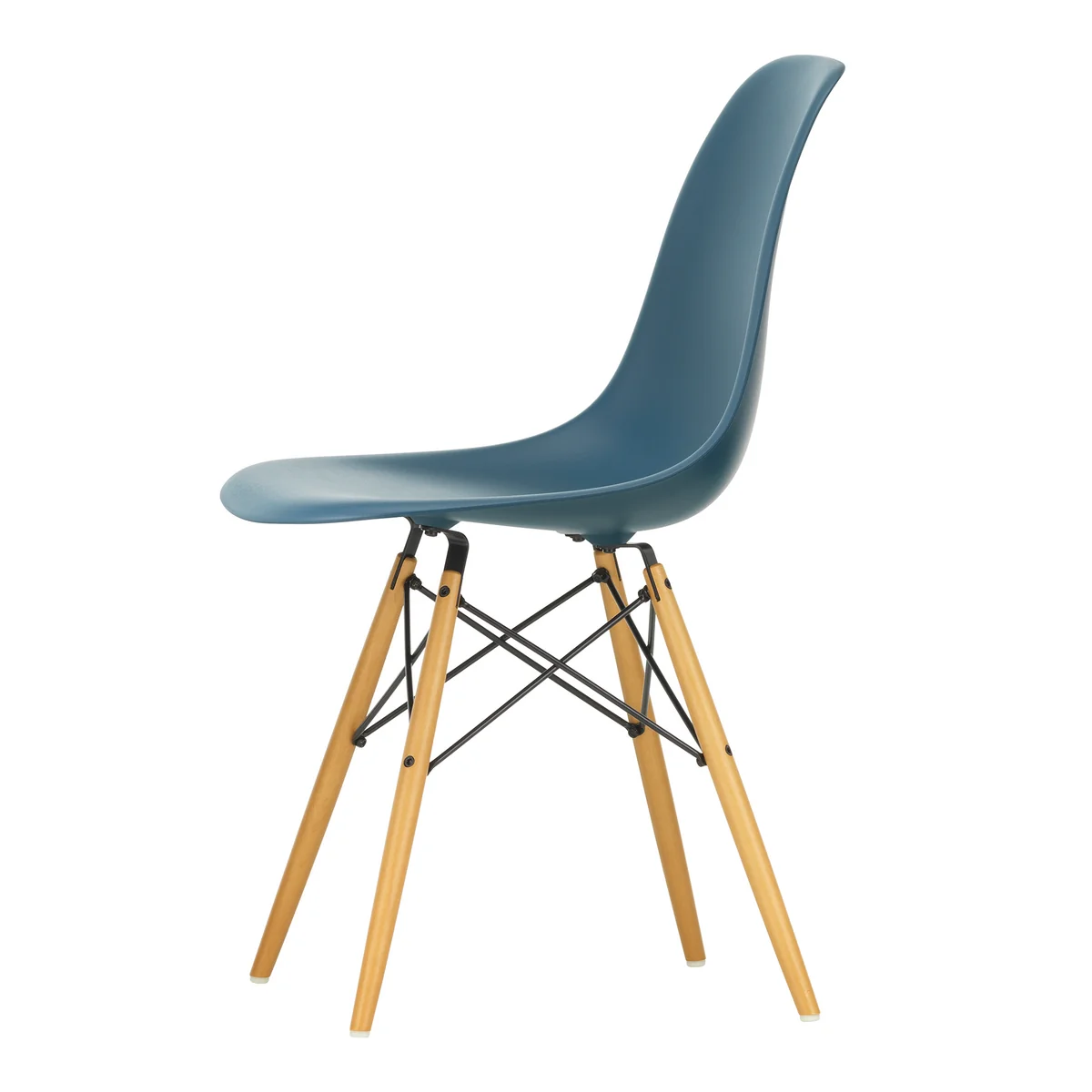 Vitra - Eames Plastic Side Chair DSW RE, érable jaunâtre / bleu mer (patins feutrés baisc dark) Vitra - Eames Plastic Side Chair DSW RE, érable jaunâtre / bleu mer (patins feutrés baisc dark)