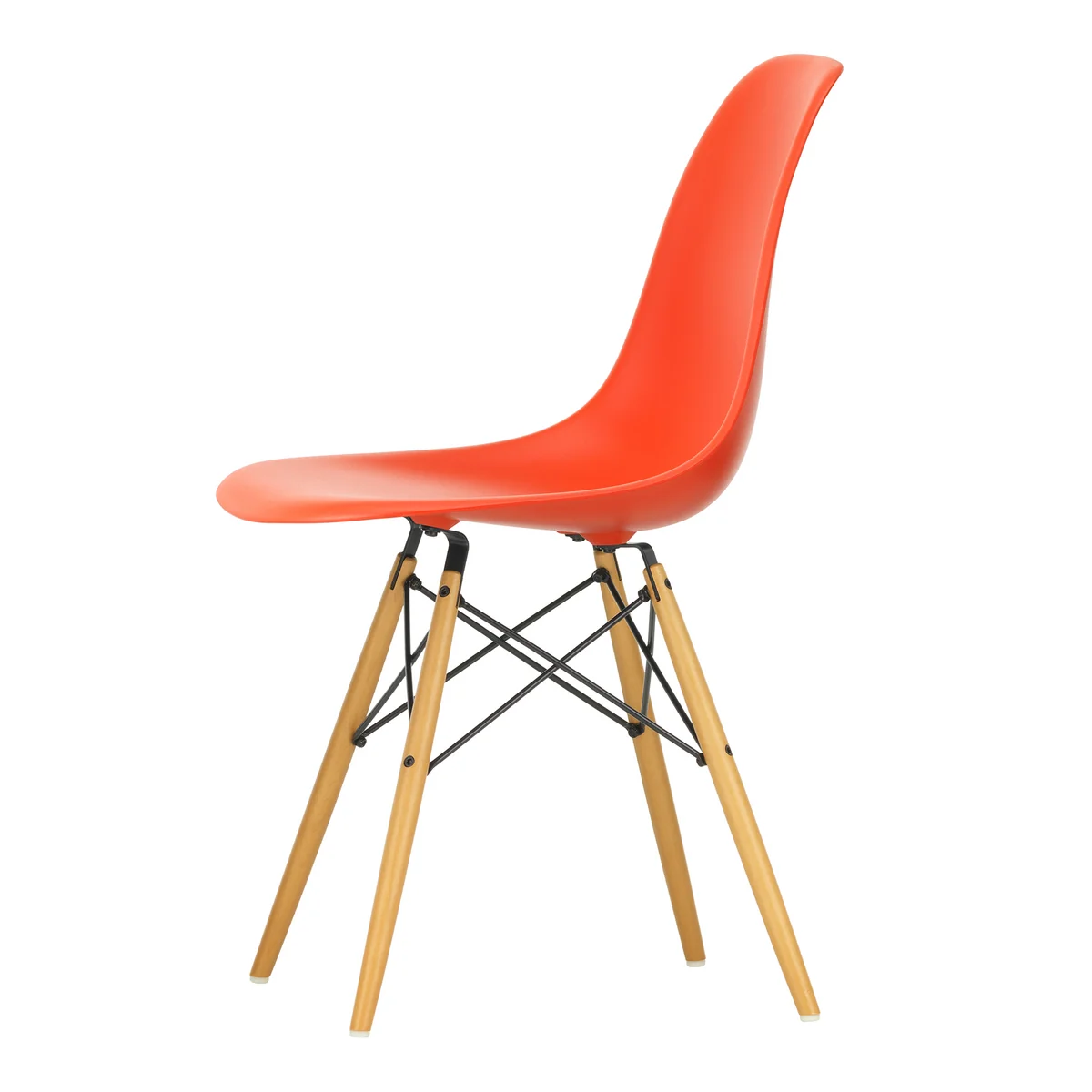 Vitra - Eames Plastic Side Chair DSW RE, érable jaunâtre / poppy red (patins en feutre baisc dark) Vitra - Eames Plastic Side Chair DSW RE, érable jaunâtre / poppy red (patins en feutre baisc dark)