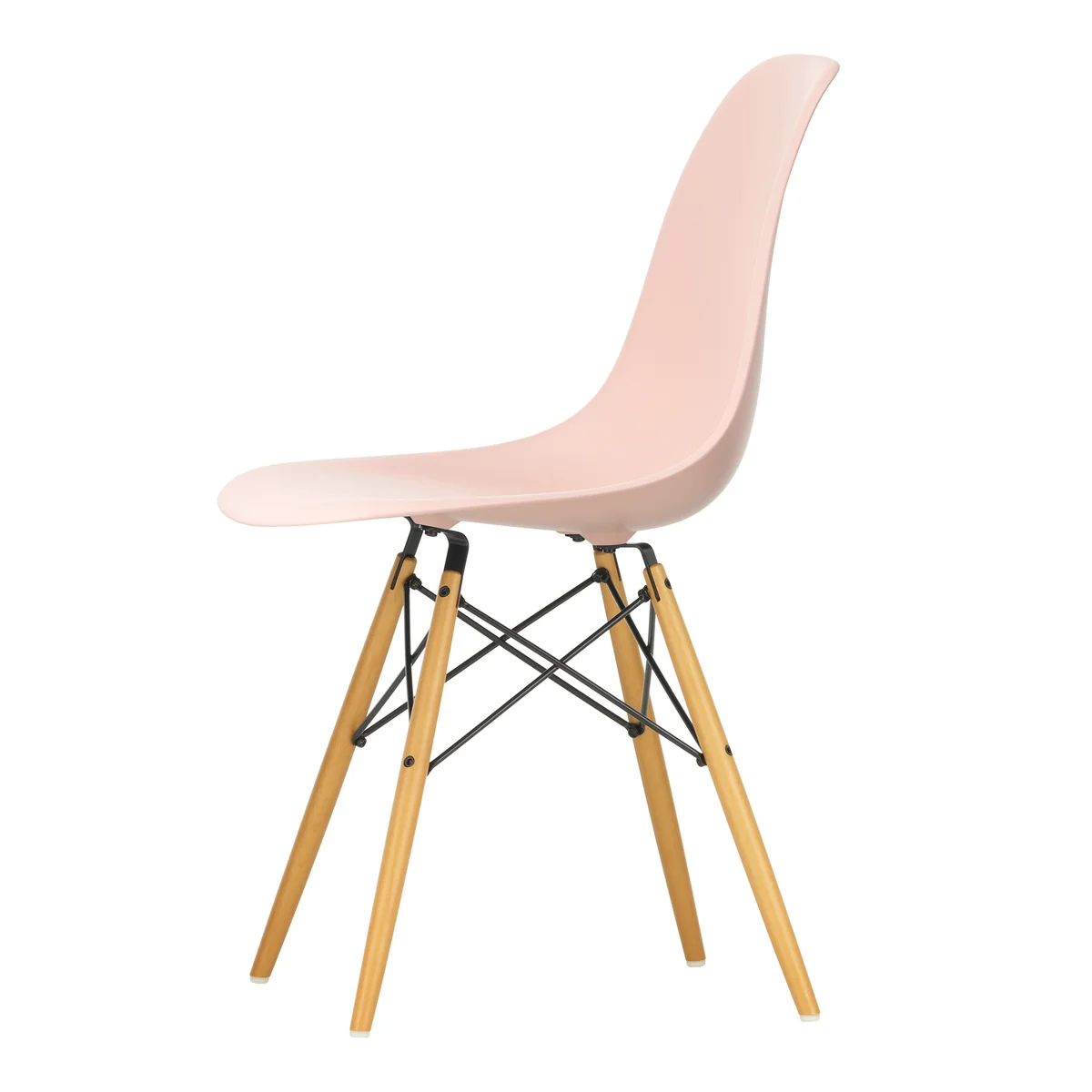 Vitra - Eames Plastic Side Chair DSW RE, érable jaunâtre / rose tendre (patins feutrés baisc dark)