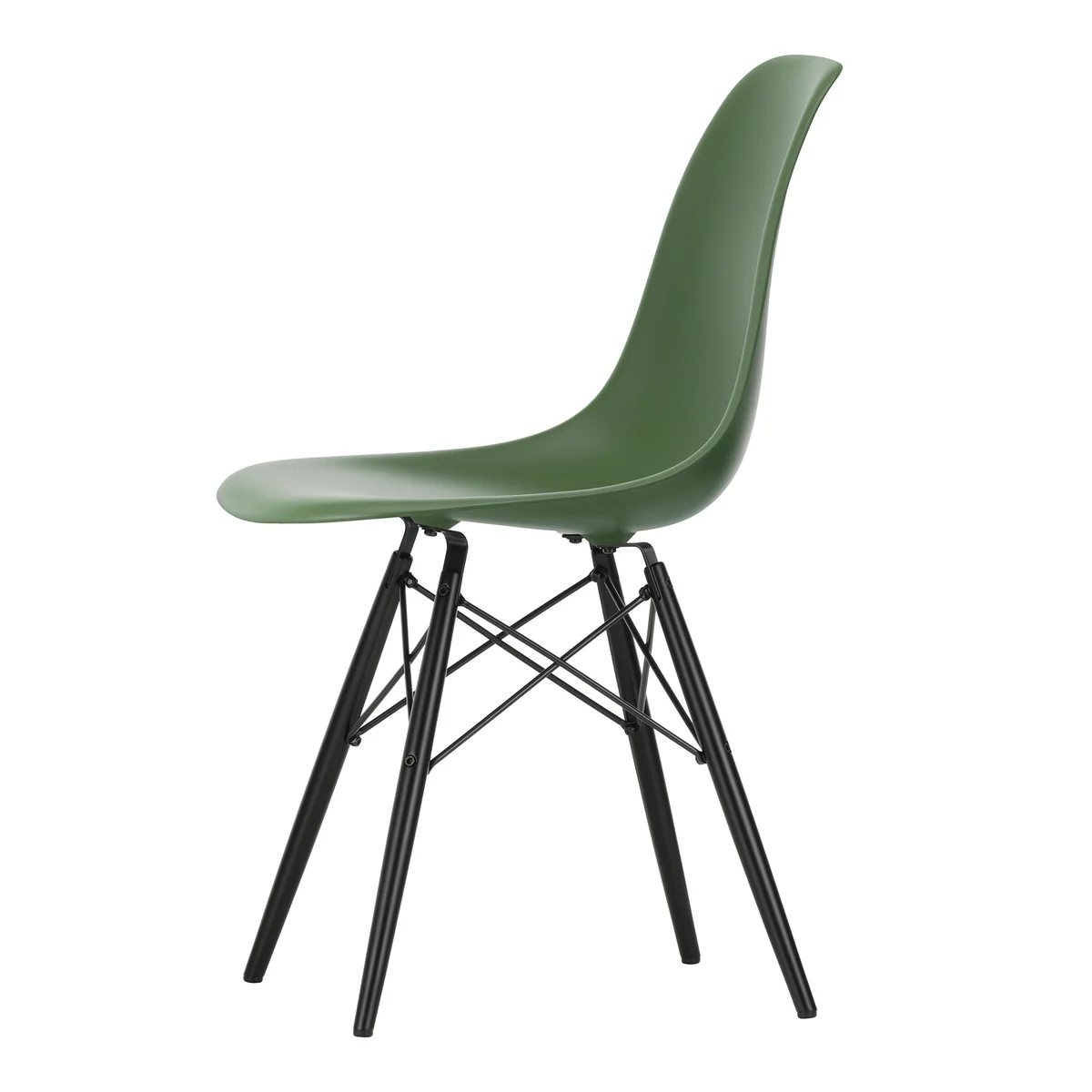 Vitra - Eames Plastic Side Chair DSW RE, érable noir / forest (patins en feutre basic dark)