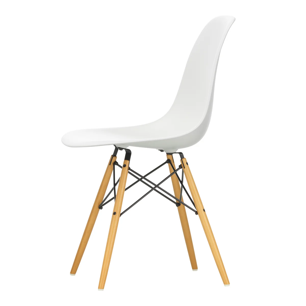 Vitra - Eames Plastic Side Chair DSW RE, érable jaunâtre / blanc (patins en feutre noir)