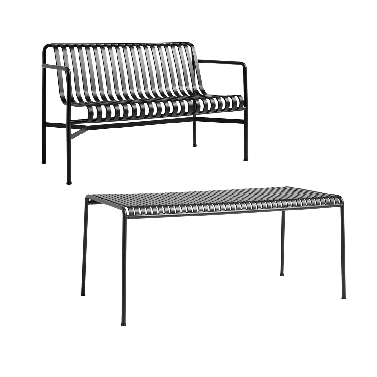 HAY - Palissade Table + Dining Bench, anthracite HAY - Palissade Table + Dining Bench, anthracite