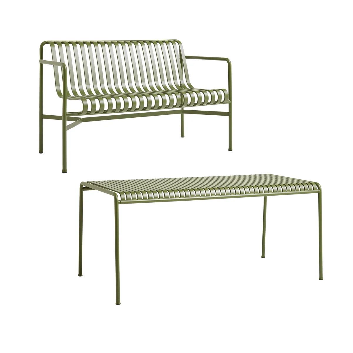 HAY - Palissade Table + banc de salle à manger, olive HAY - Palissade Table + banc de salle à manger, olive