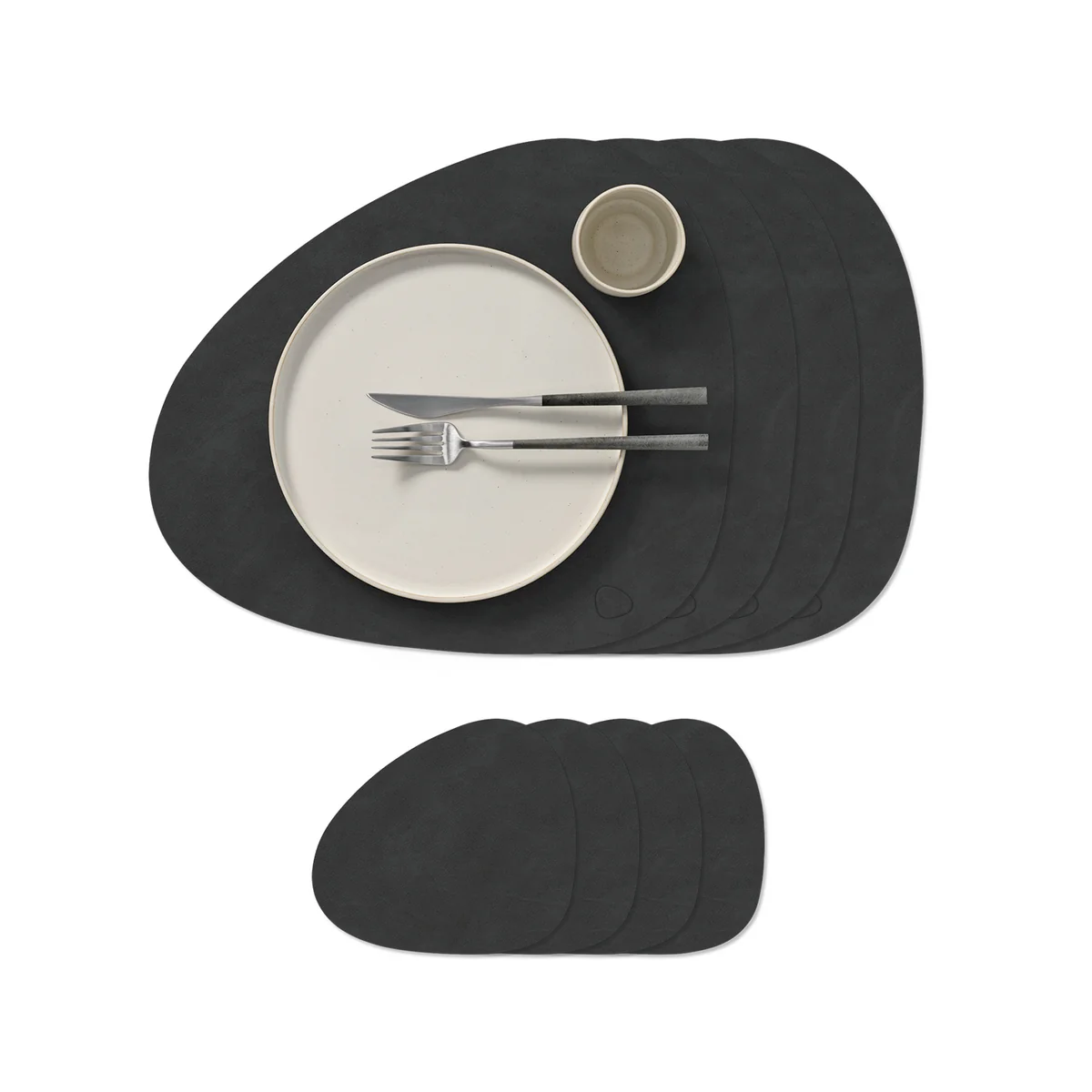 Lind DNA - Coffret cadeau Curve L, Nupo noir (4 sets de table + 4 sous-verres)