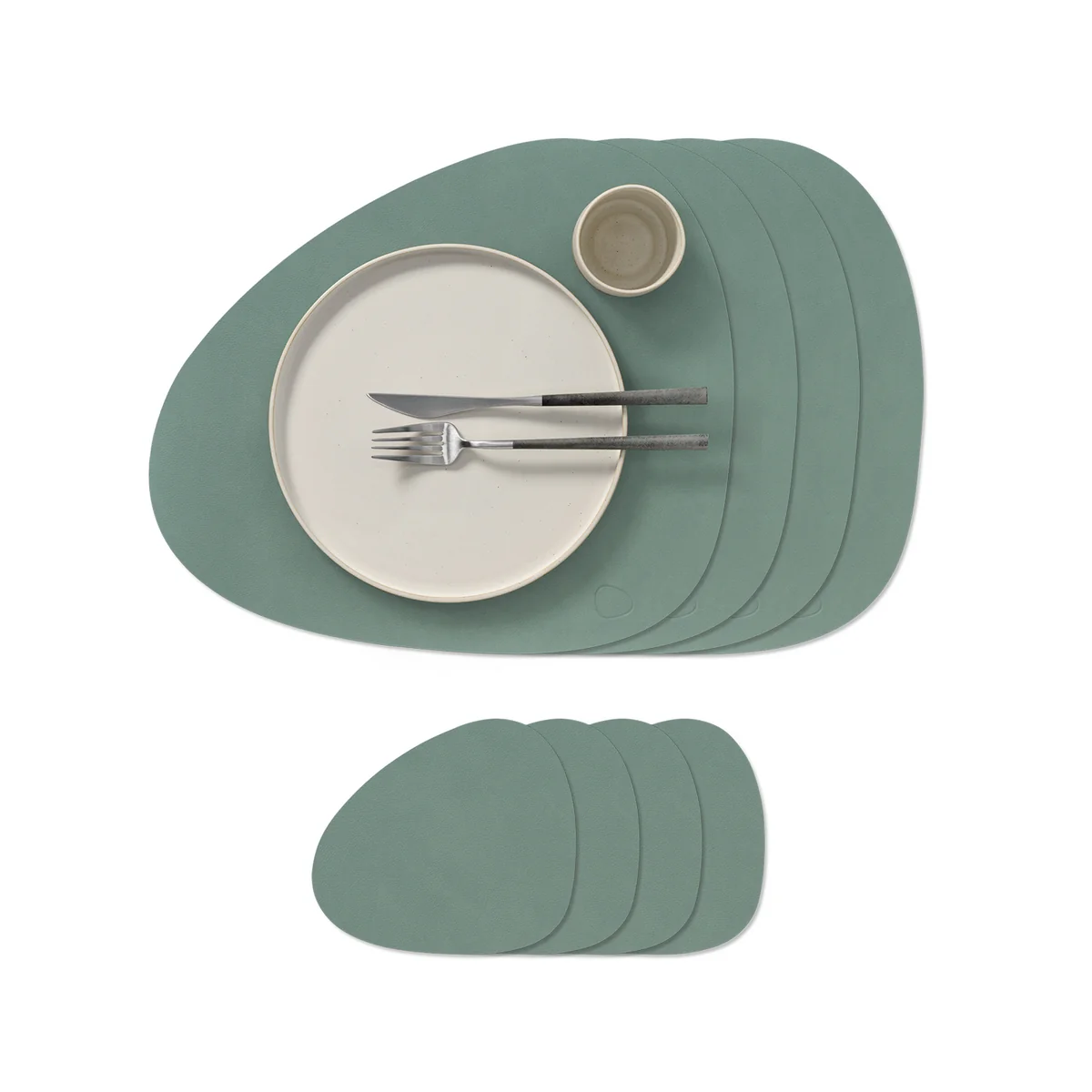 Lind DNA - Coffret cadeau Curve L, Nupo vert pastel (4 sets de table + 4 dessous de verre)