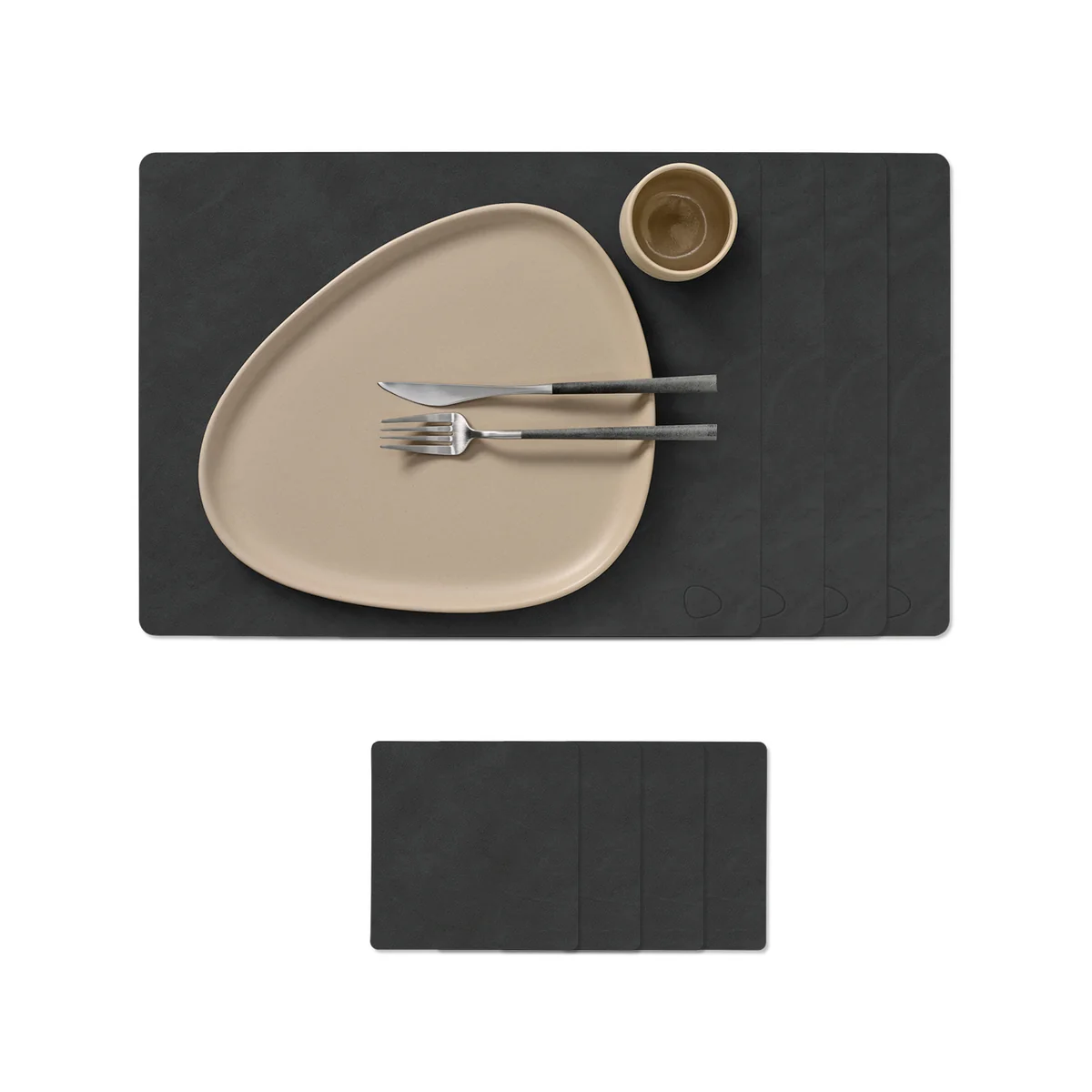 Lind DNA - Set cadeau Square L , Nupo noir (4 sets de table + 4 dessous de verre)