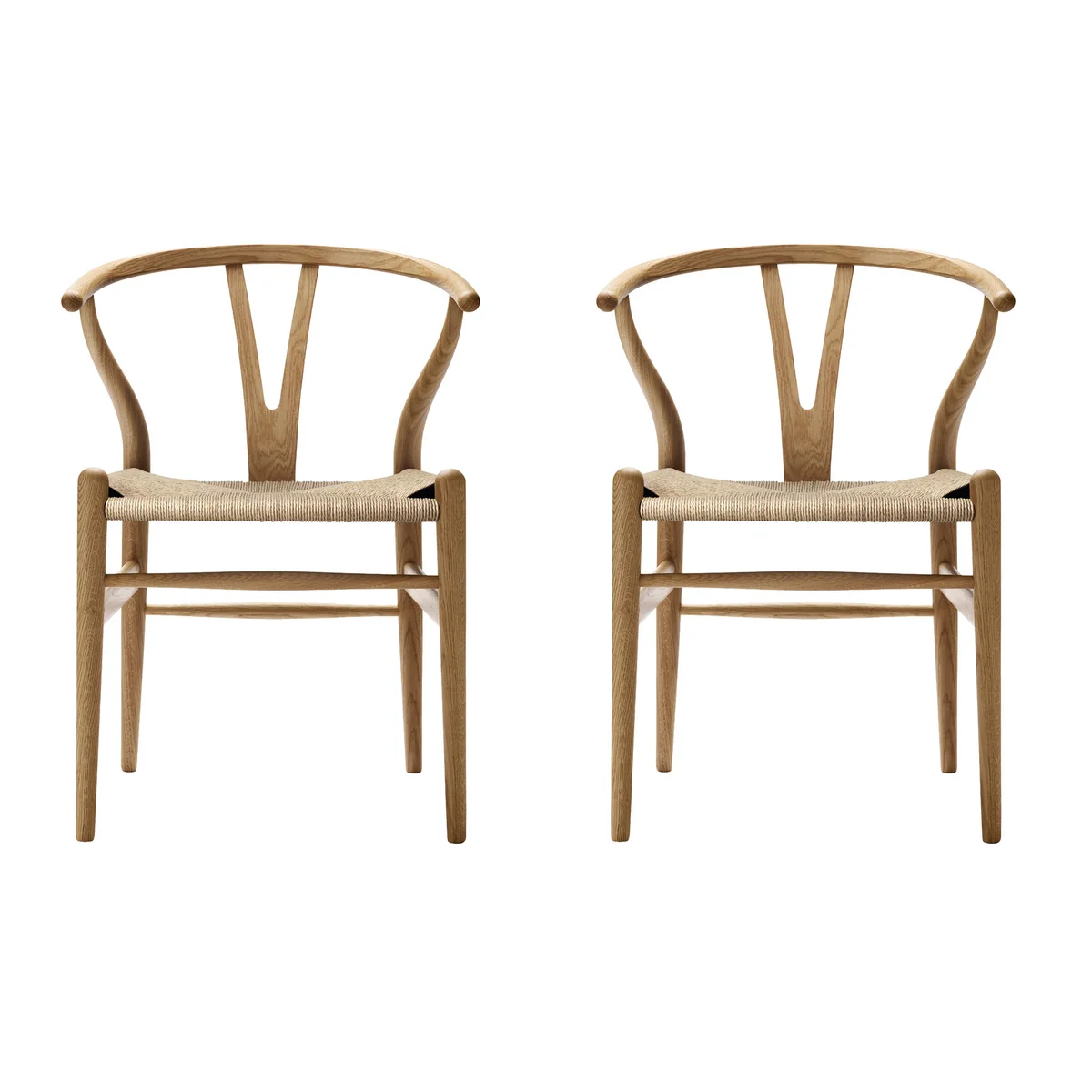 Carl Hansen - CH24 Wishbone Chair, chêne huilé / osier naturel (lot de 2) Carl Hansen - CH24 Wishbone Chair, chêne huilé / osier naturel (lot de 2)