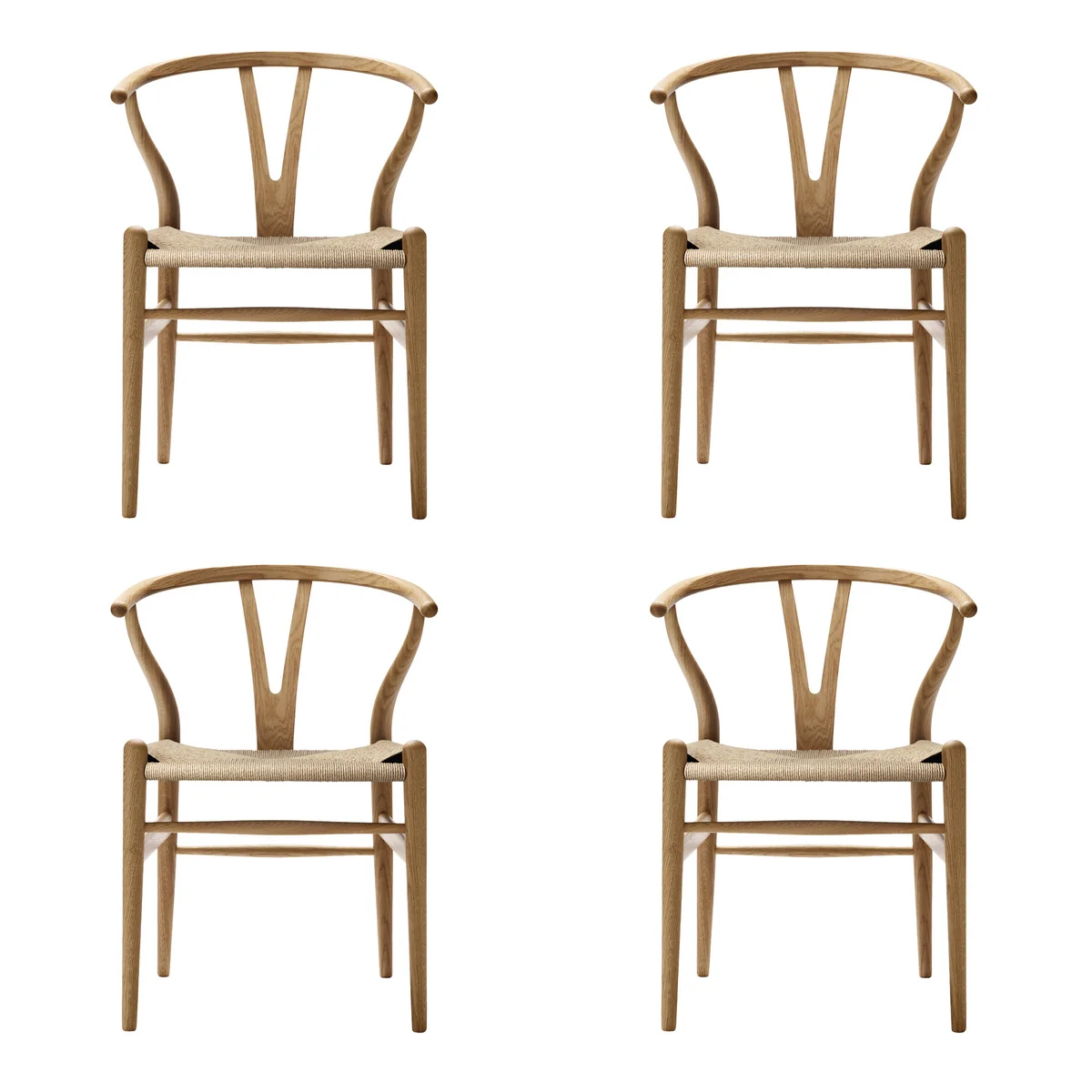 Carl Hansen - CH24 Wishbone Chair, chêne huilé / osier naturel (lot de 4) Carl Hansen - CH24 Wishbone Chair, chêne huilé / osier naturel (lot de 4)