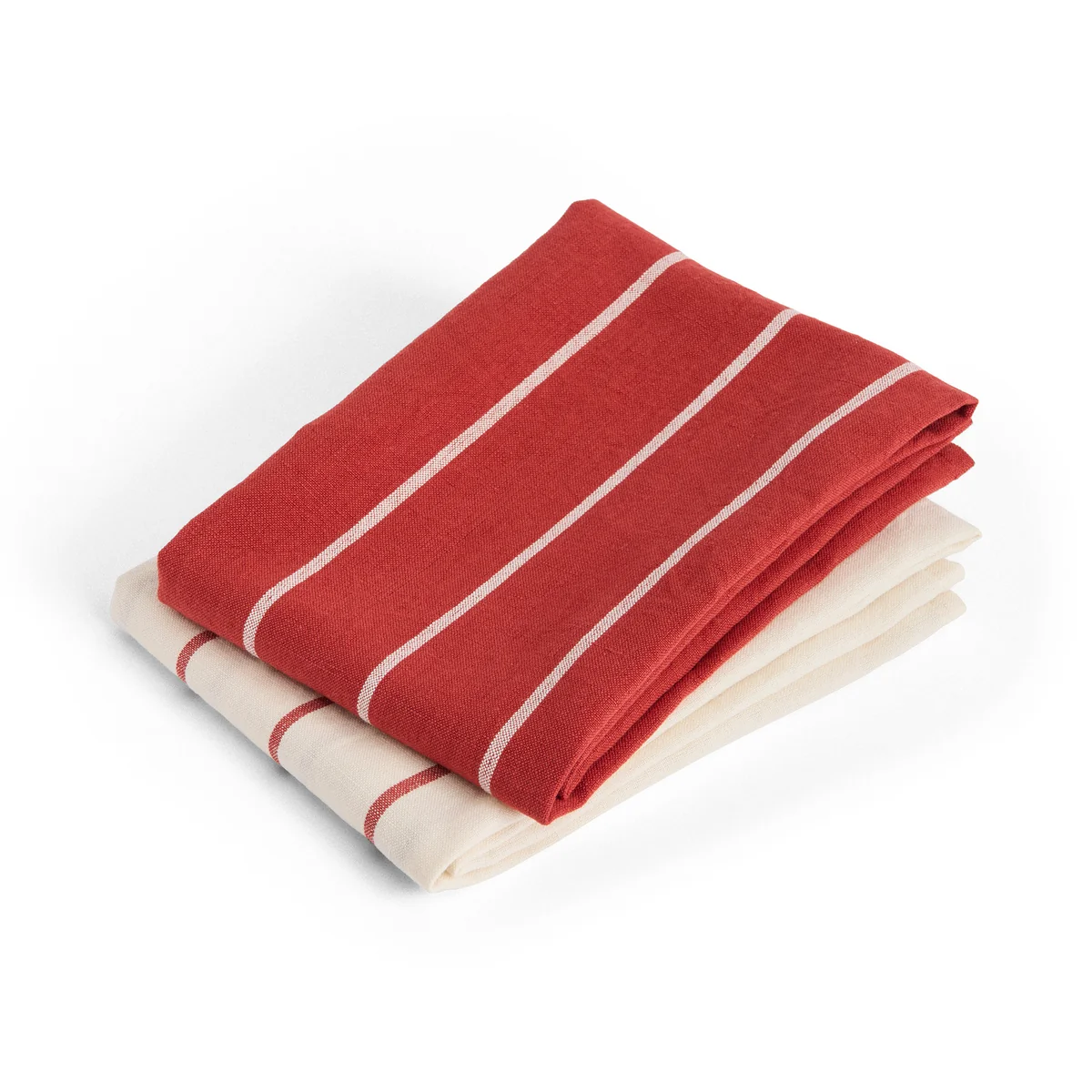 HAY - Outdoor Market Torchon, beige à rayures rouges (lot de 2)