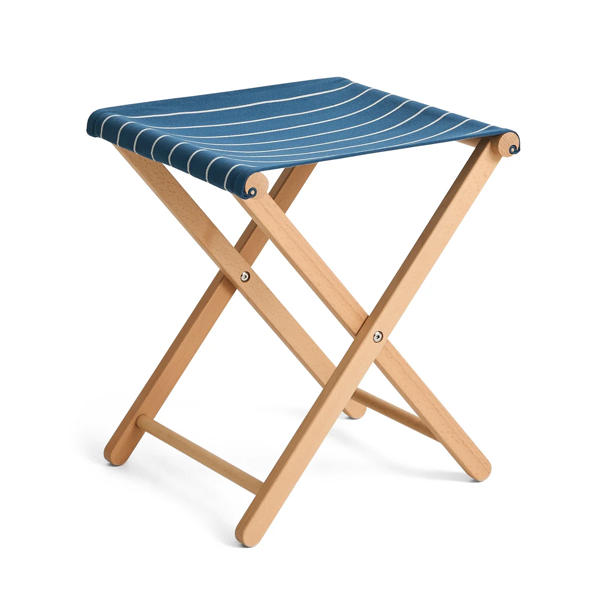HAY - Outdoor Market Tabouret pliant, bleu à rayures beiges HAY - Outdoor Market Tabouret pliant, bleu à rayures beiges
