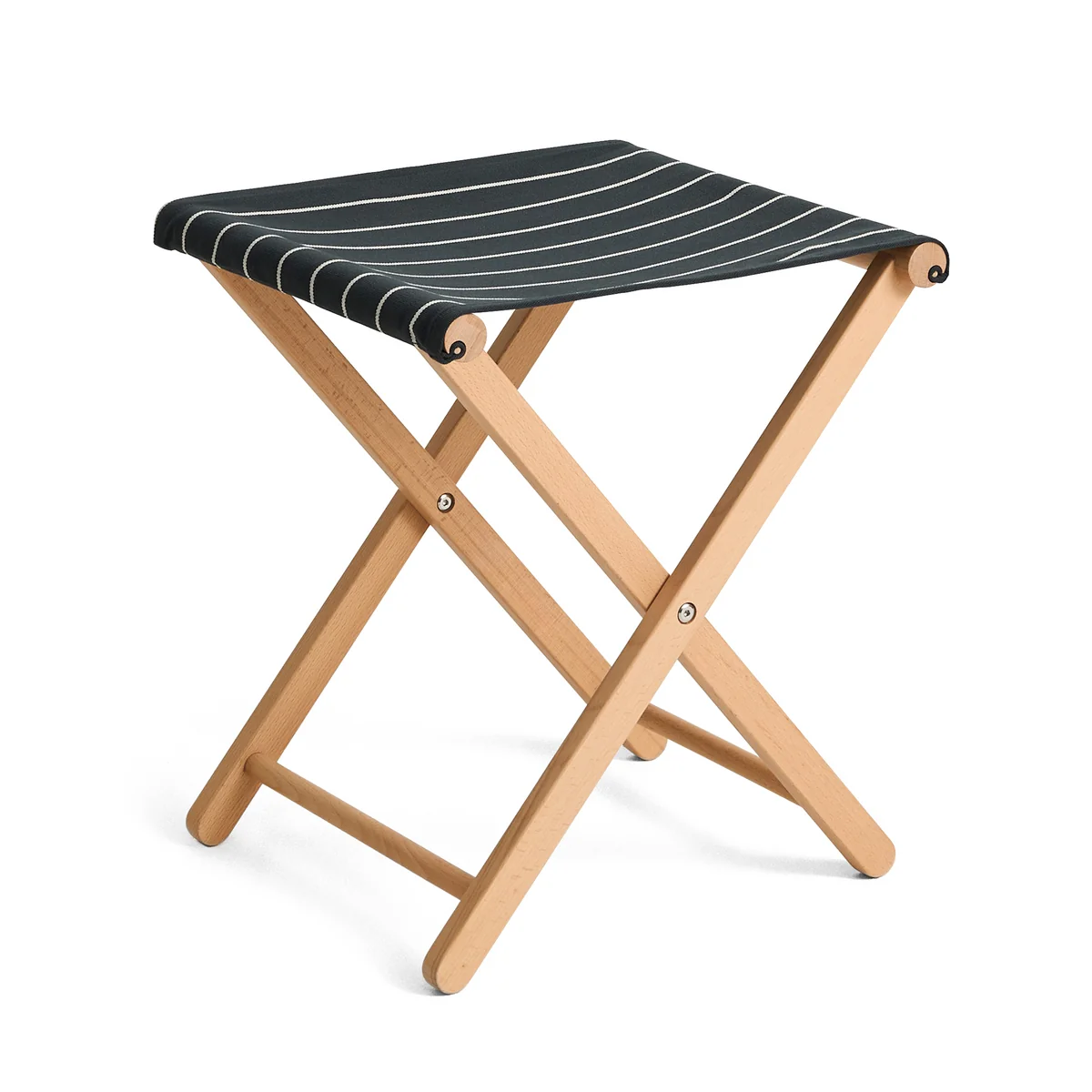 HAY - Outdoor Market Tabouret pliant, noir à rayures beiges HAY - Outdoor Market Tabouret pliant, noir à rayures beiges