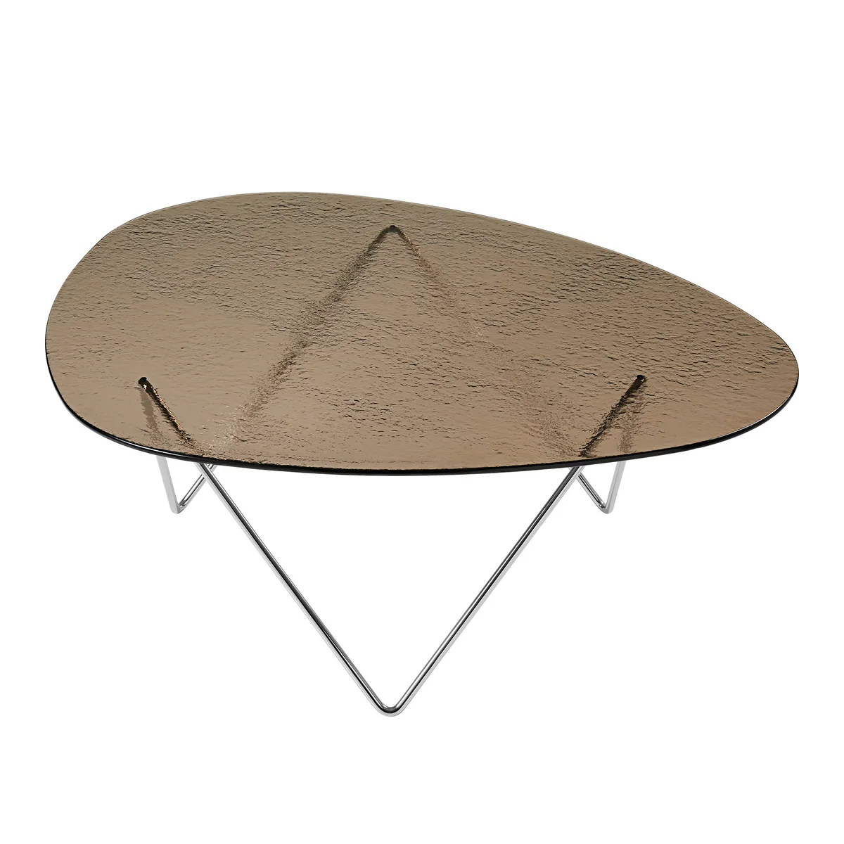 GUBI - Pedrera Table basse, chrome / verre structuré bronze GUBI - Pedrera Table basse, chrome / verre structuré bronze