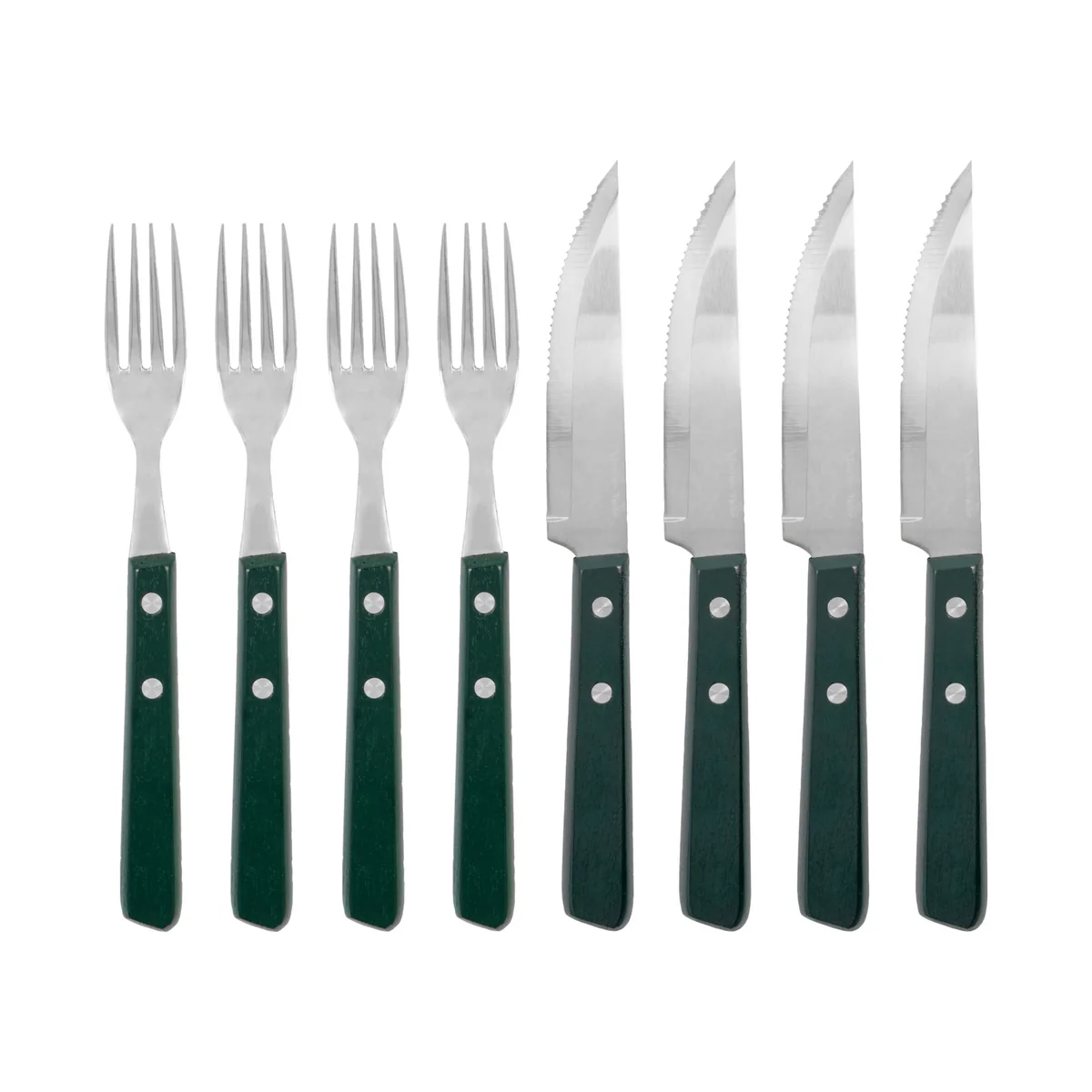 Nicolas Vahé - Steak Couteau à steak & Set de fourchettes, vert (8 pièces)