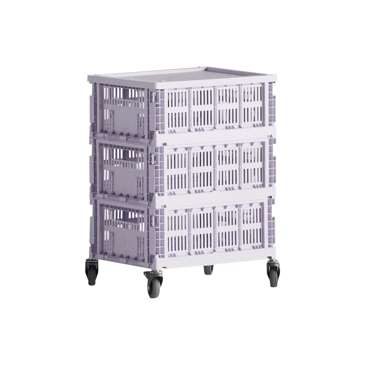 HAY - Colour Crate Table d'appoint sur roulettes, medium, lavender, recycled