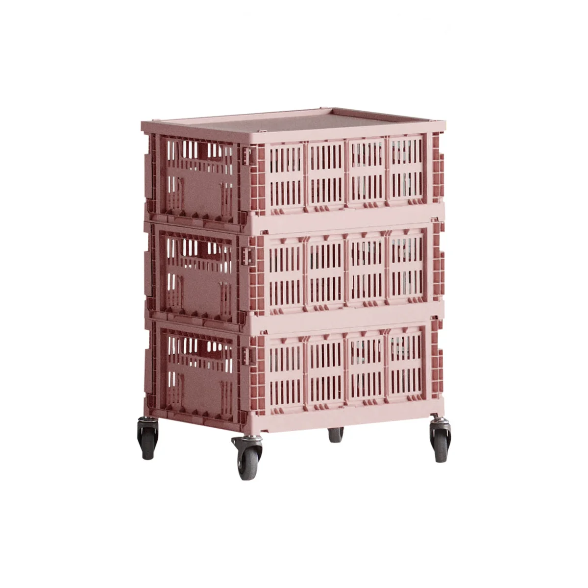 HAY - Colour Crate Table d'appoint sur roulettes, medium, blush, recycled