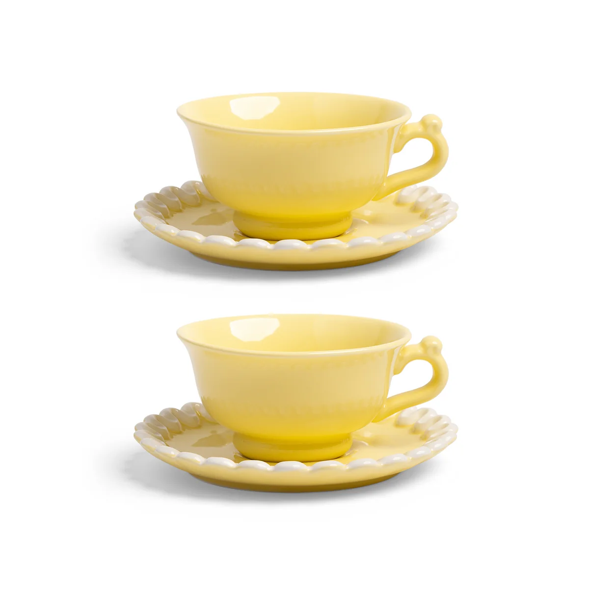 & klevering - Whip Tasse avec soucoupe, 150 ml, jaune (lot de 2) & klevering - Whip Tasse avec soucoupe, 150 ml, jaune (lot de 2)
