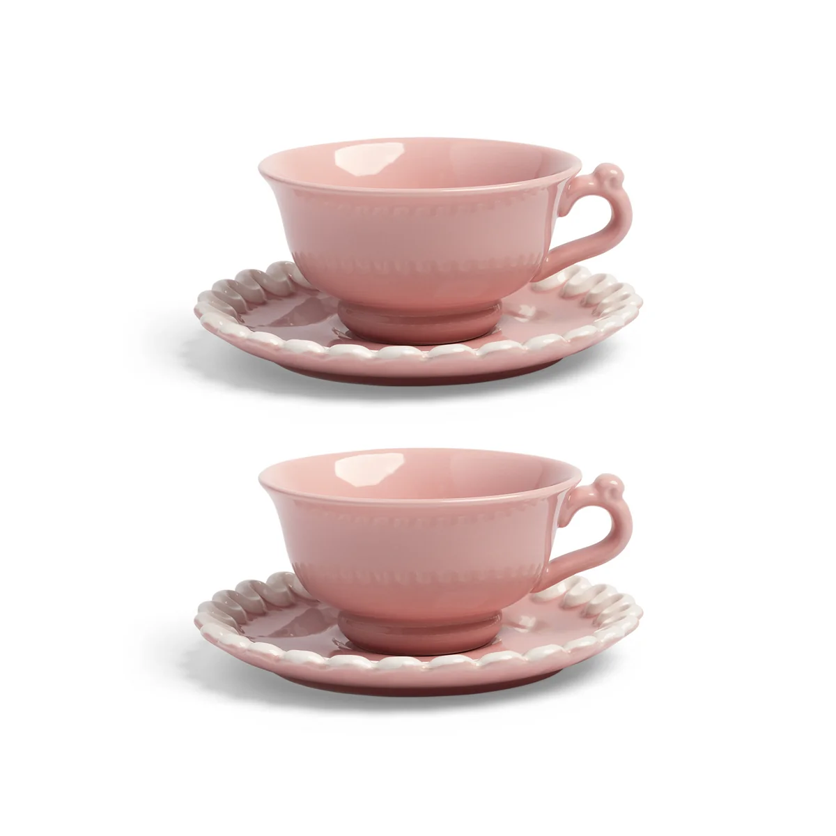 & klevering - Whip Tasse avec soucoupe, 150 ml, rose (lot de 2) & klevering - Whip Tasse avec soucoupe, 150 ml, rose (lot de 2)