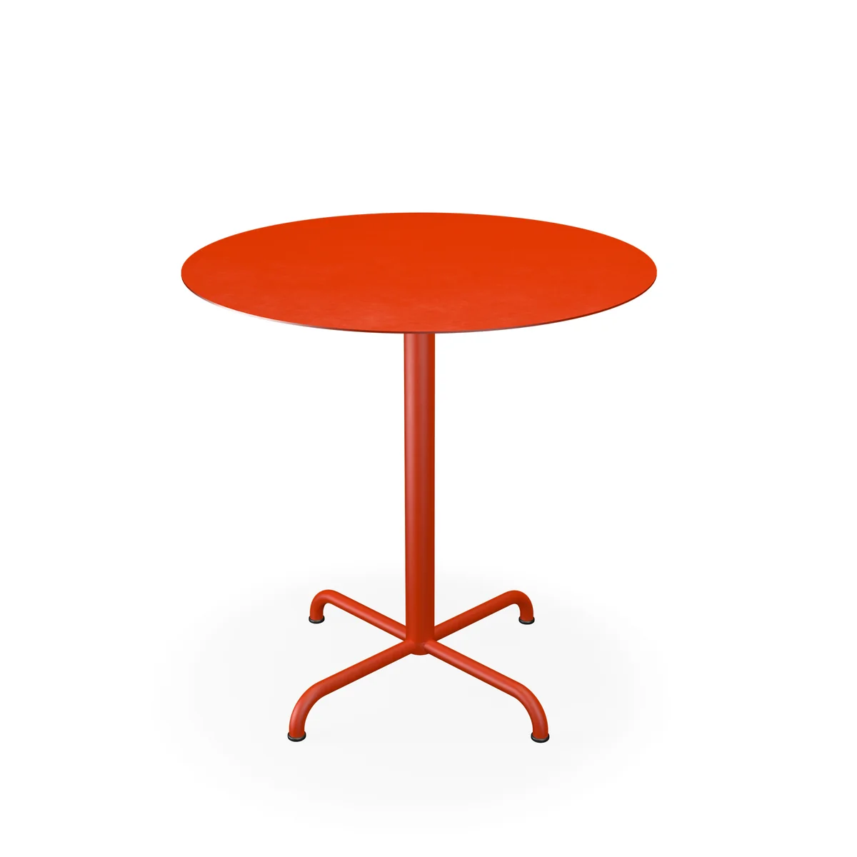 HOUE - Pico Table de jardin, Ø 74 cm, piétement 4 étoiles, cayenne