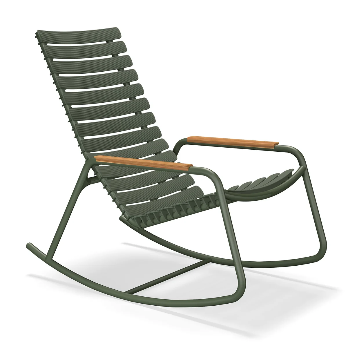HOUE - ReCLIPS Chaise à bascule d'extérieur, vert olive / bambou HOUE - ReCLIPS Chaise à bascule d'extérieur, vert olive / bambou