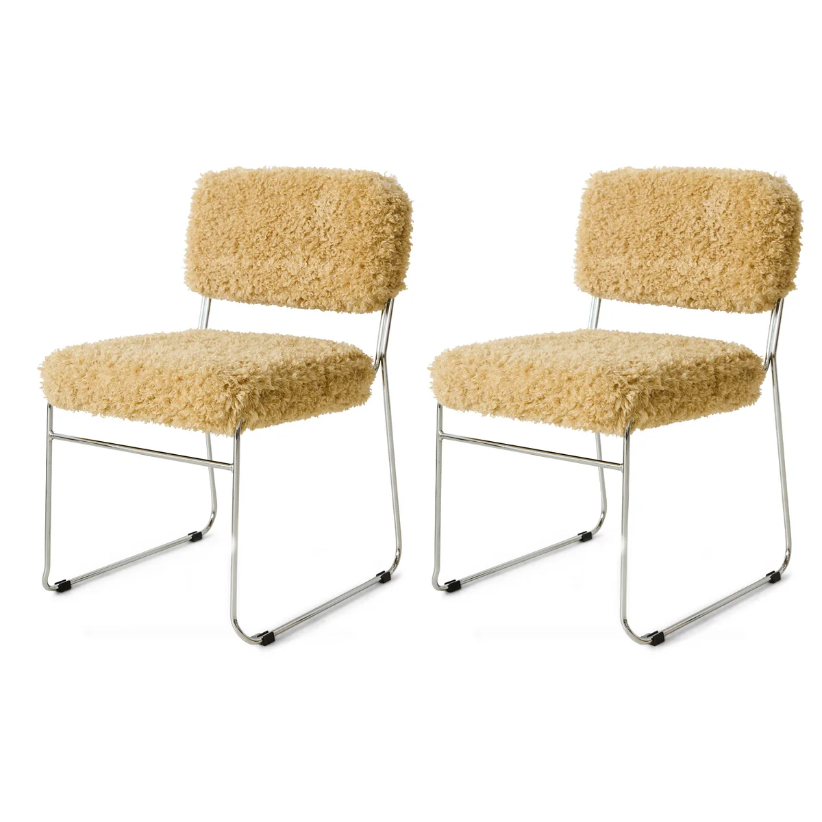 HKliving - Endless Chaise de salle à manger, poodle / or (lot de 2) HKliving - Endless Chaise de salle à manger, poodle / or (lot de 2)