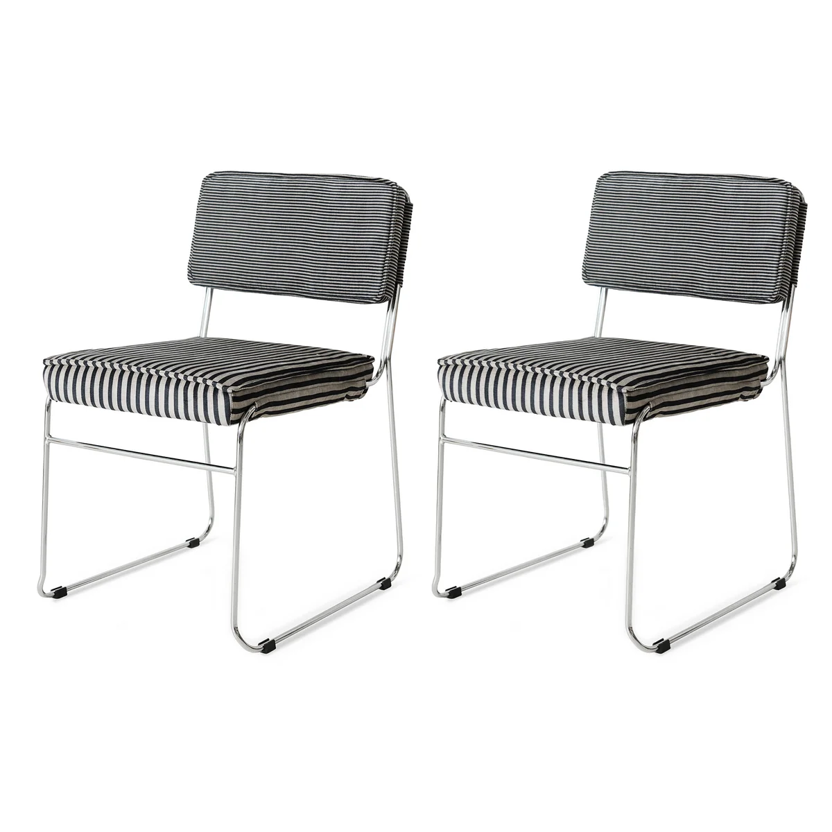 HKliving - Endless Chaise de salle à manger, stripe / monochrome (lot de 2)
