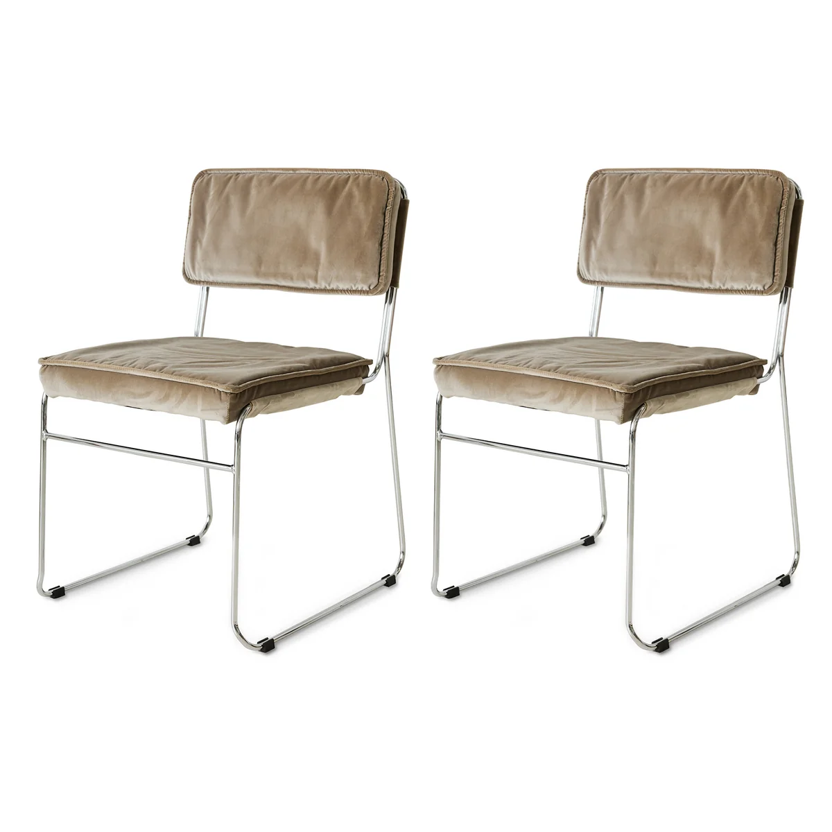 HKliving - Endless Chaise de salle à manger, velvet / dirty chai (lot de 2)