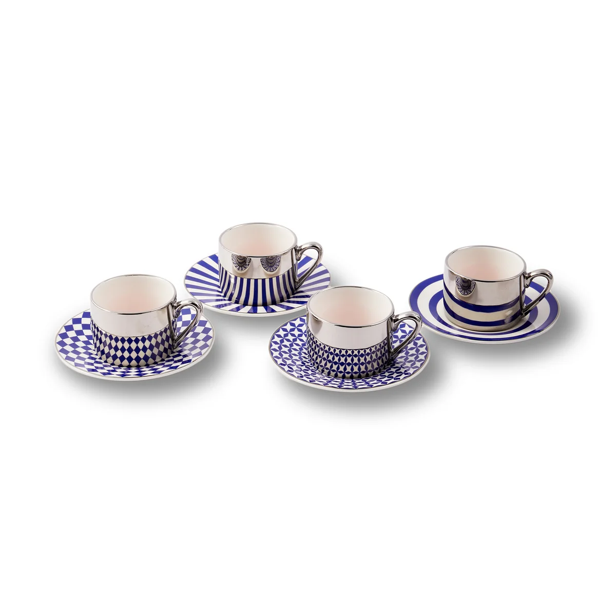 POLSPOTTEN - Aunty Série (set de 4), tasse à expresso avec soucoupe, multicolore