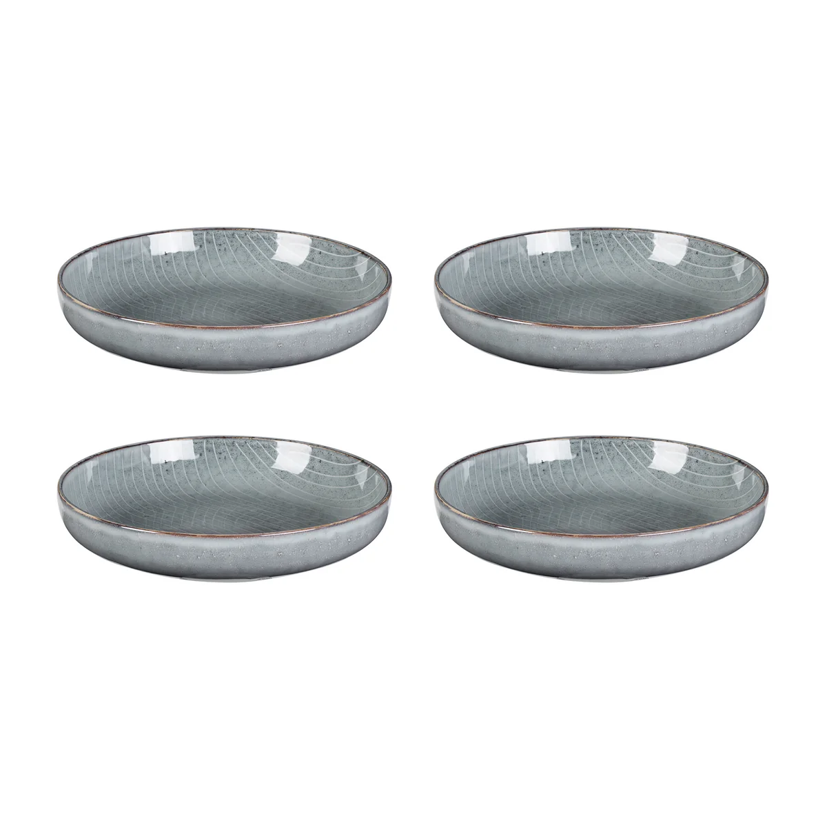 Broste Copenhagen - Bol profond « Nordic Sea », Ø 22,5 x H 4,8 cm (lot de 4)