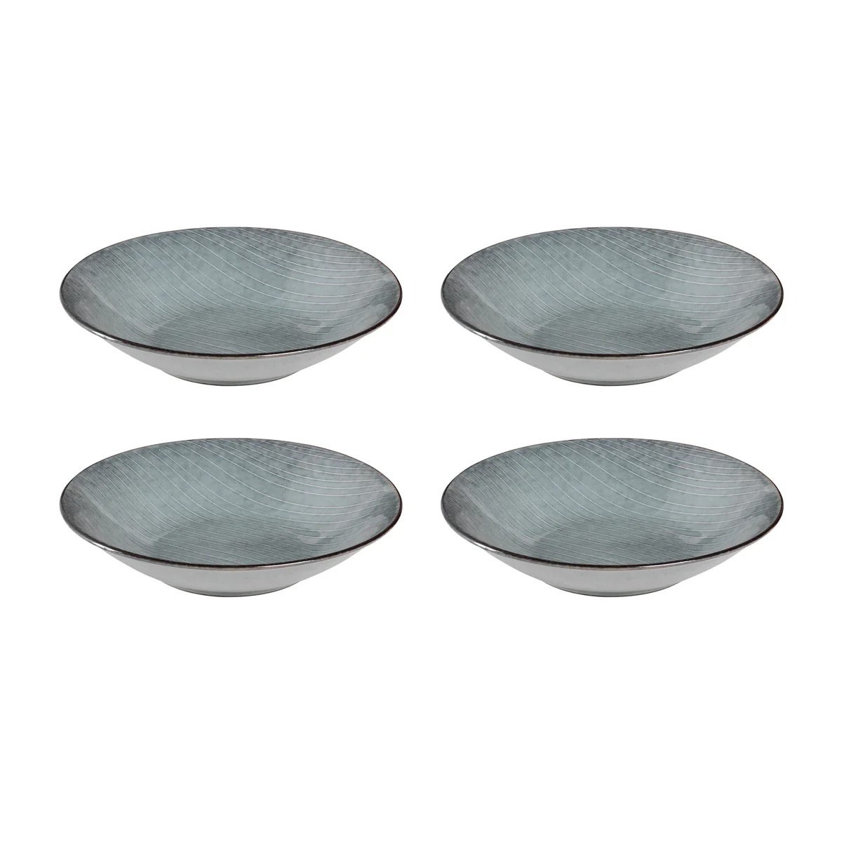 Broste Copenhagen - Assiettes creuses « Nordic Sea », Ø 22,5 x H 5 cm (lot de 4)