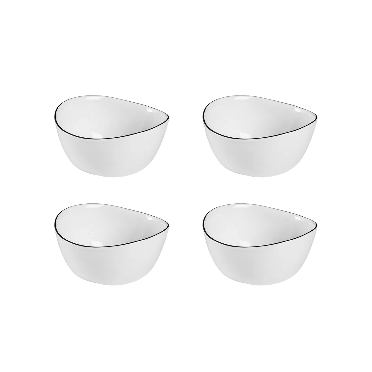 Broste Copenhagen - Bol « Salt », 10 x 11 x H 5,5 cm, blanc / noir (lot de 4)