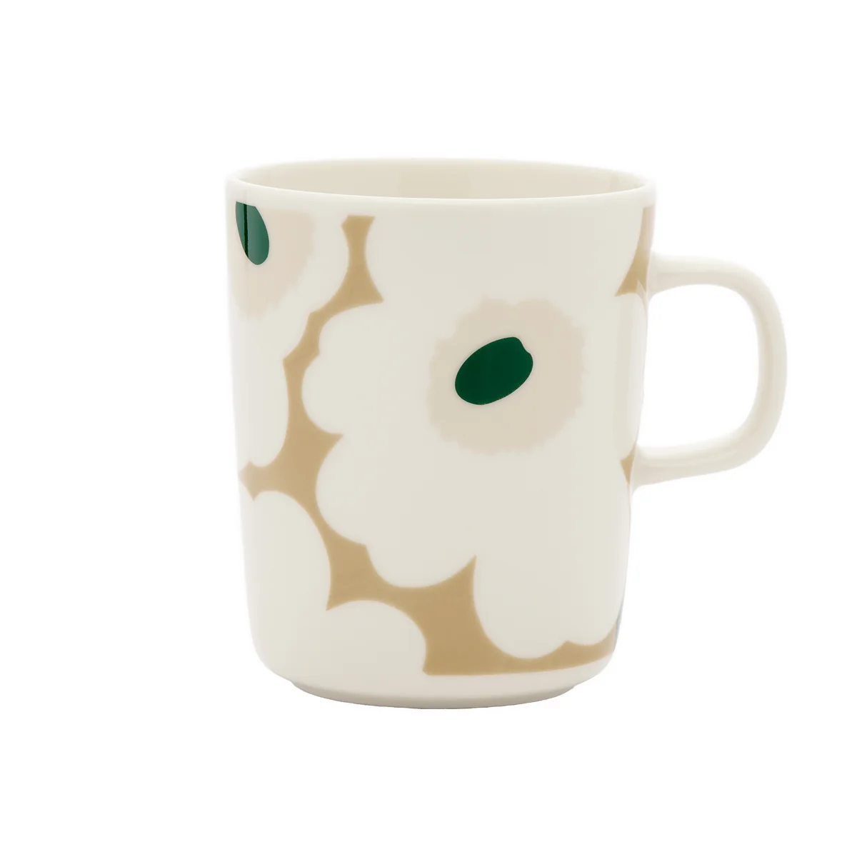 Marimekko - Oiva Unikko Tasse à anse 250 ml, blanc / beige / sable clair / vert foncé Marimekko - Oiva Unikko Tasse à anse 250 ml, blanc / beige / sable clair / vert foncé