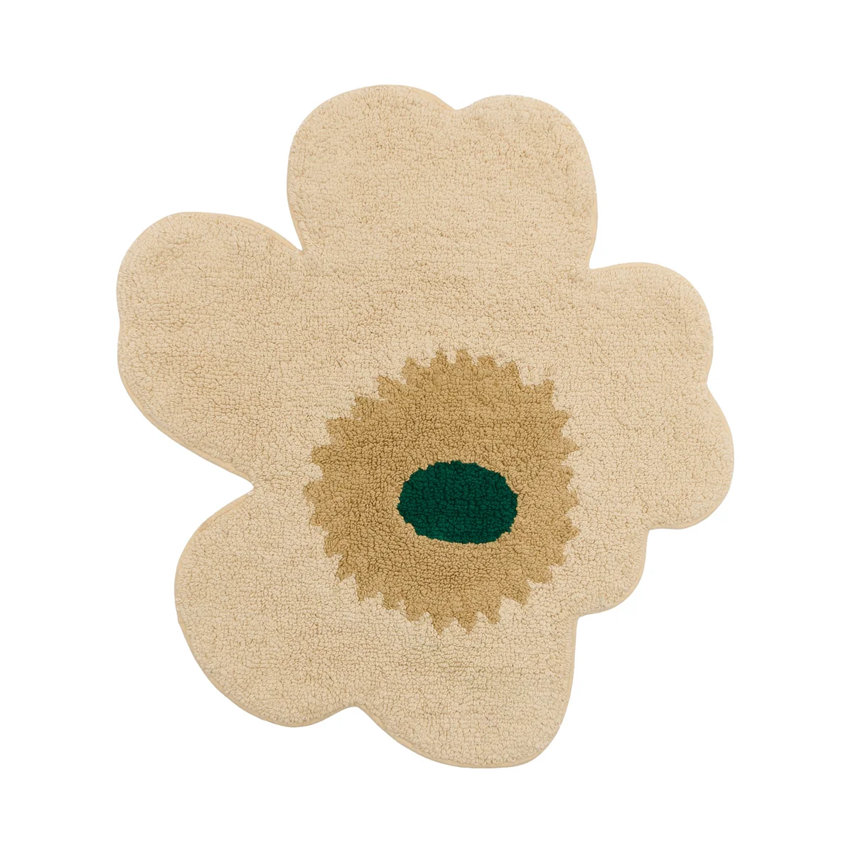 Marimekko - Tapis de bain Unikko, 73 x 74 cm, hay / sable / émeraude
